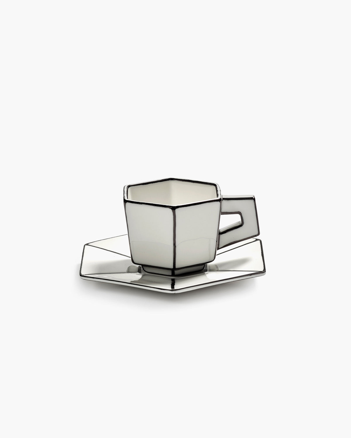 Espresso cup with saucer white - black Carte Blanche – SERAX