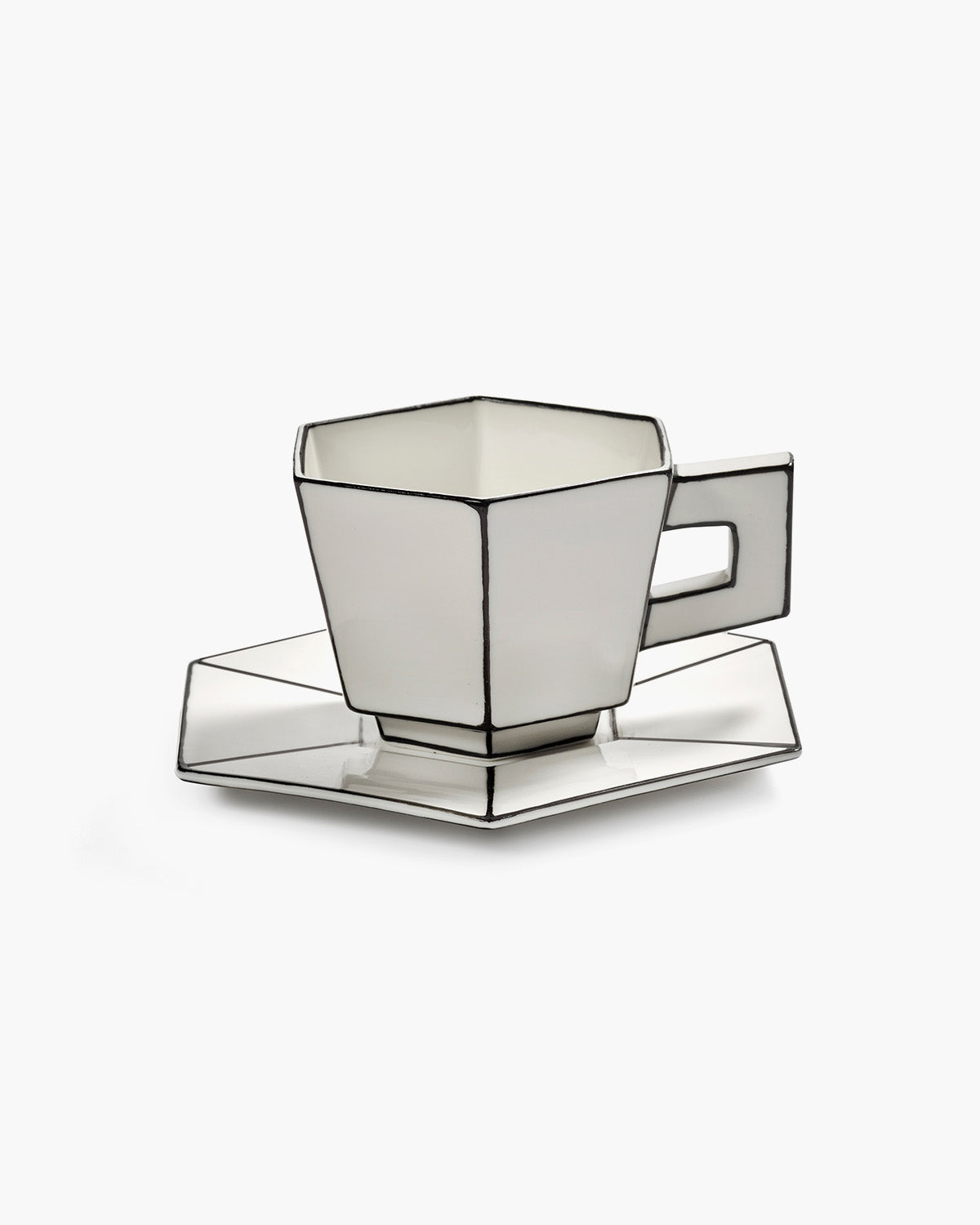 Cappuccino cup with saucer white - black Carte Blanche – SERAX