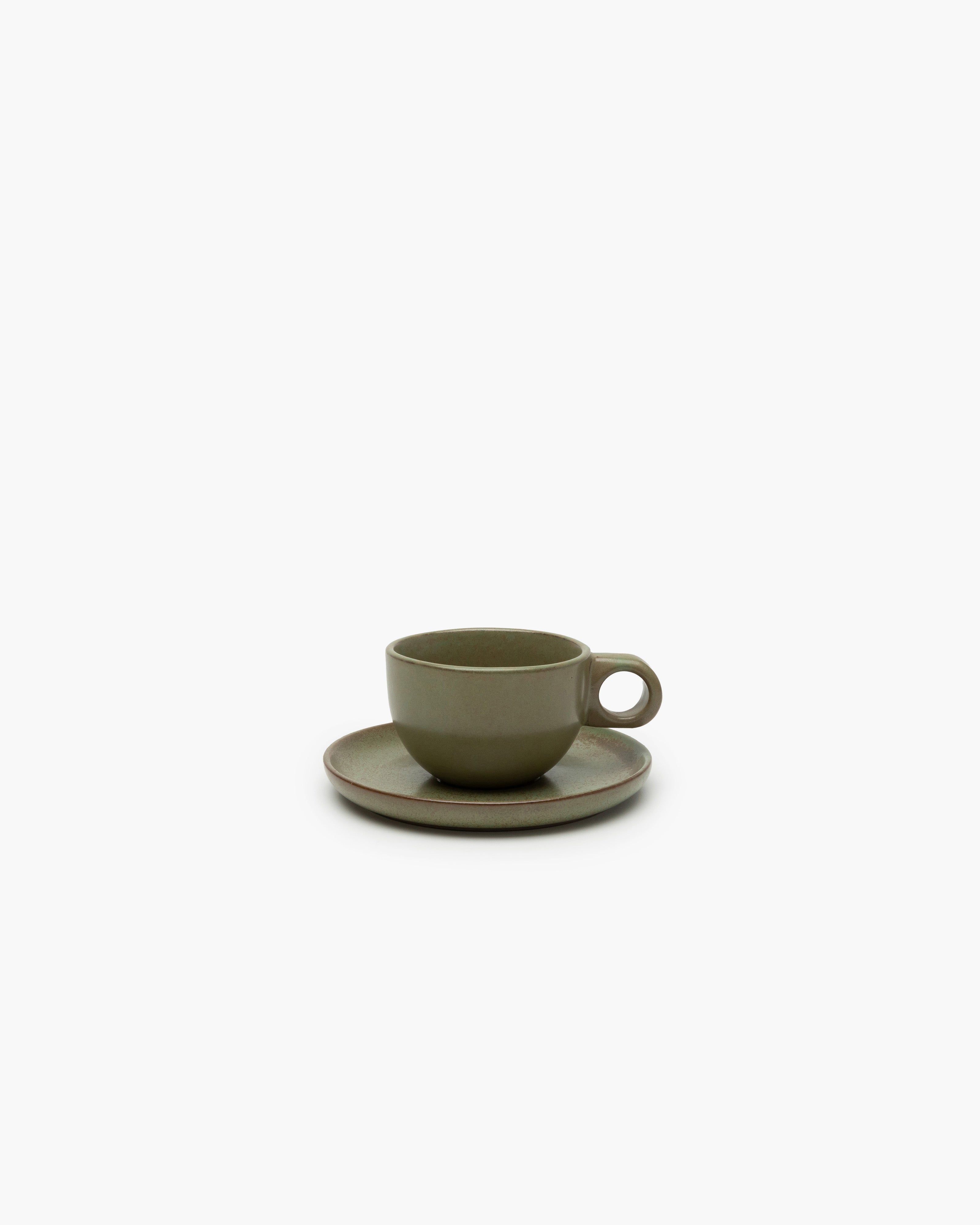 Coffee cup with saucer camogreen Surface