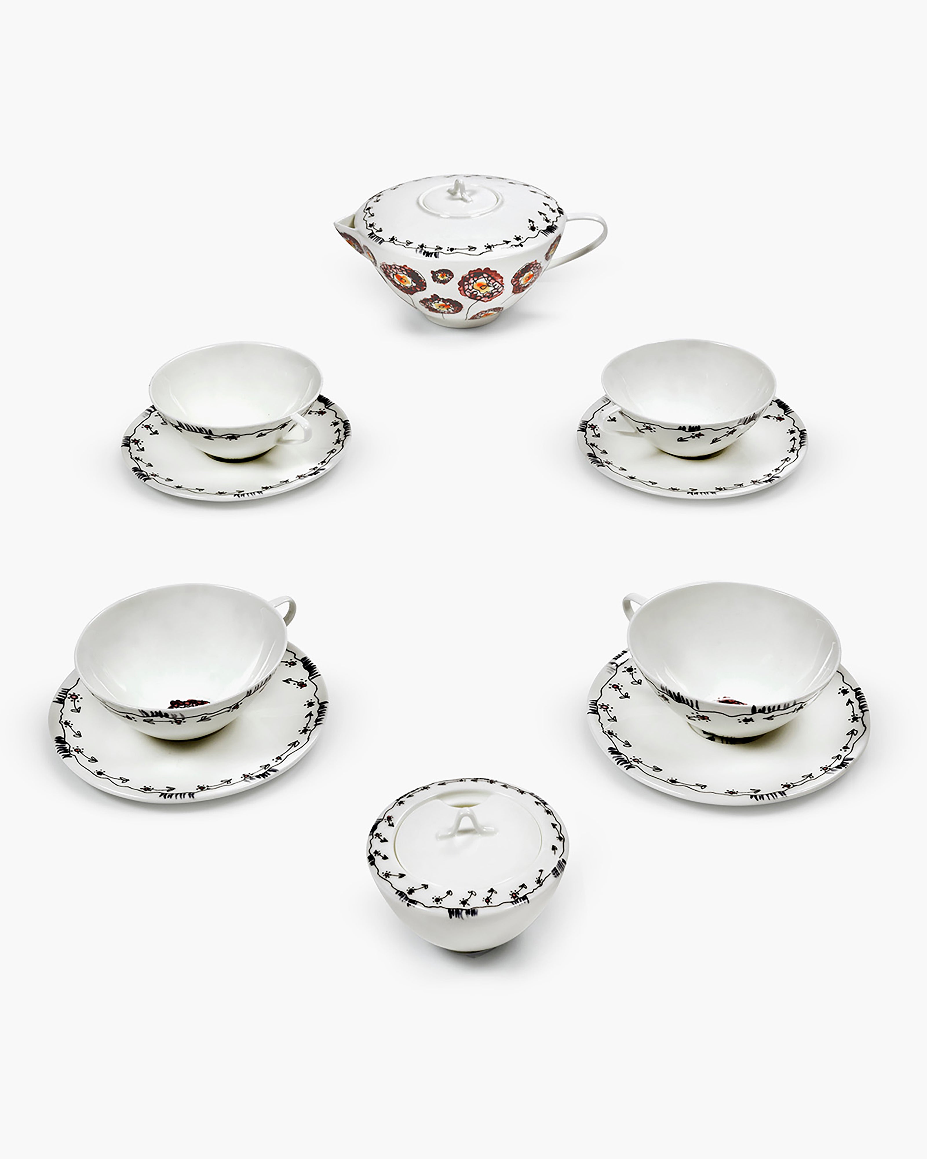 Tea Set 6 pieces anemone midnight flowers – SERAX
