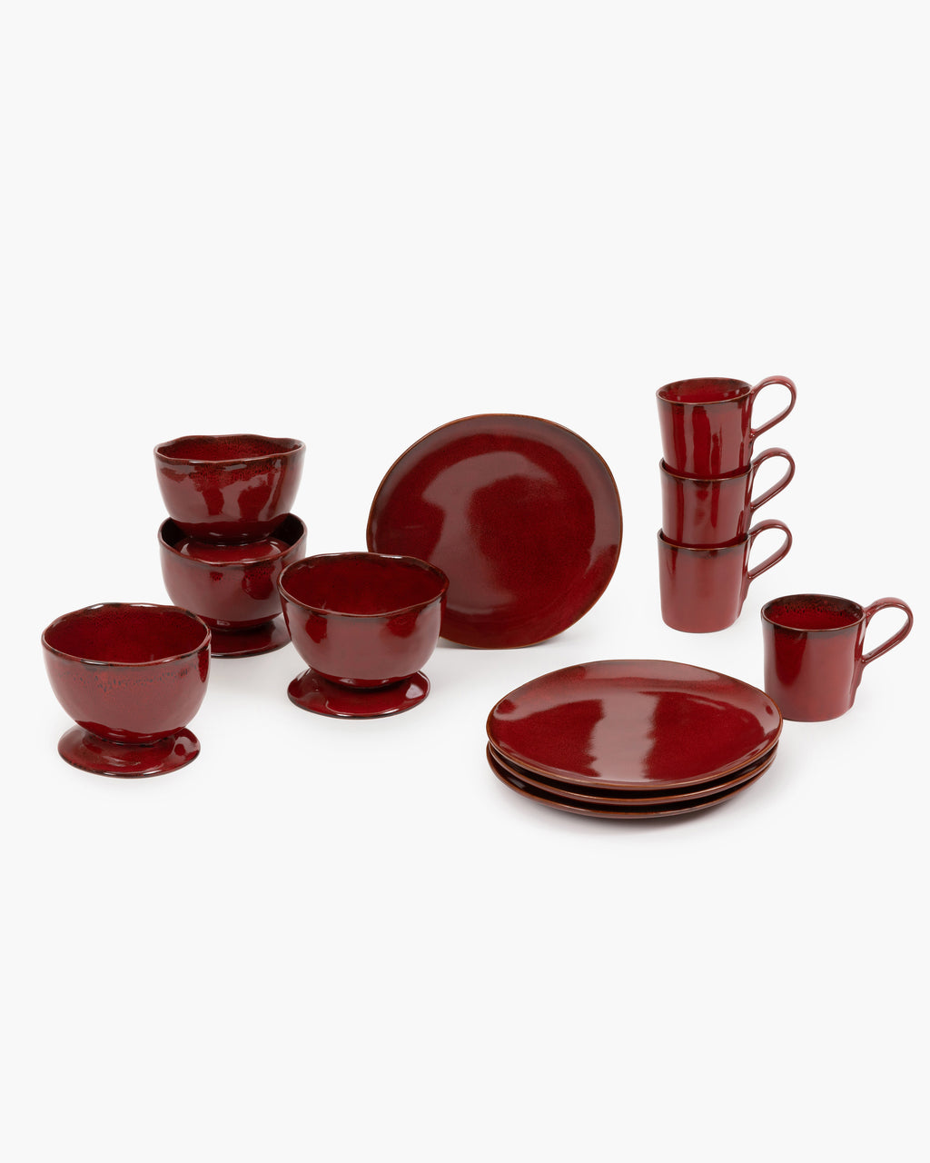 Breakfast Set 12 pieces - La Mère tableware by Marie Michielssen - venetian red
