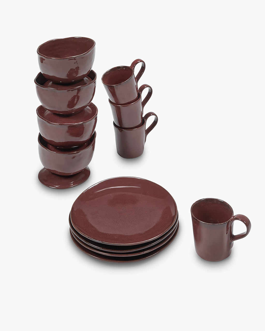 Breakfast Set 12 pieces venetian red La Mère