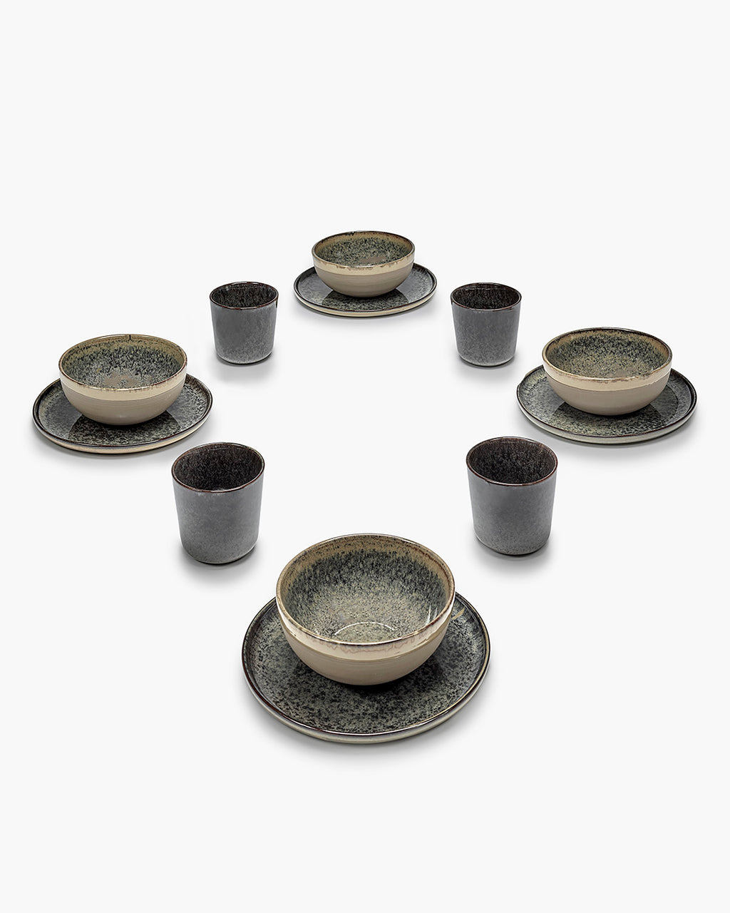 Set colazione 12 pezzi grigio indi Surface