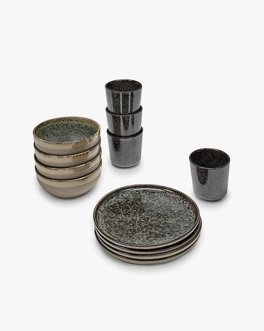 Set colazione 12 pezzi grigio indi Surface