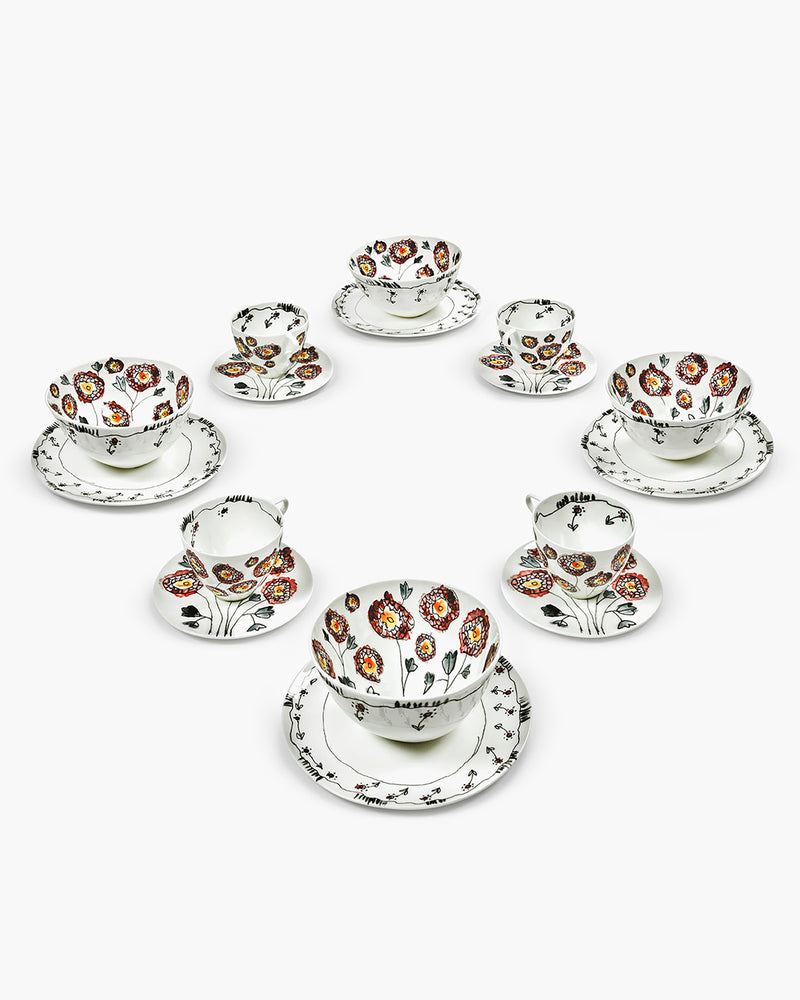 Breakfast Set 12 pieces anemone midnight flowers