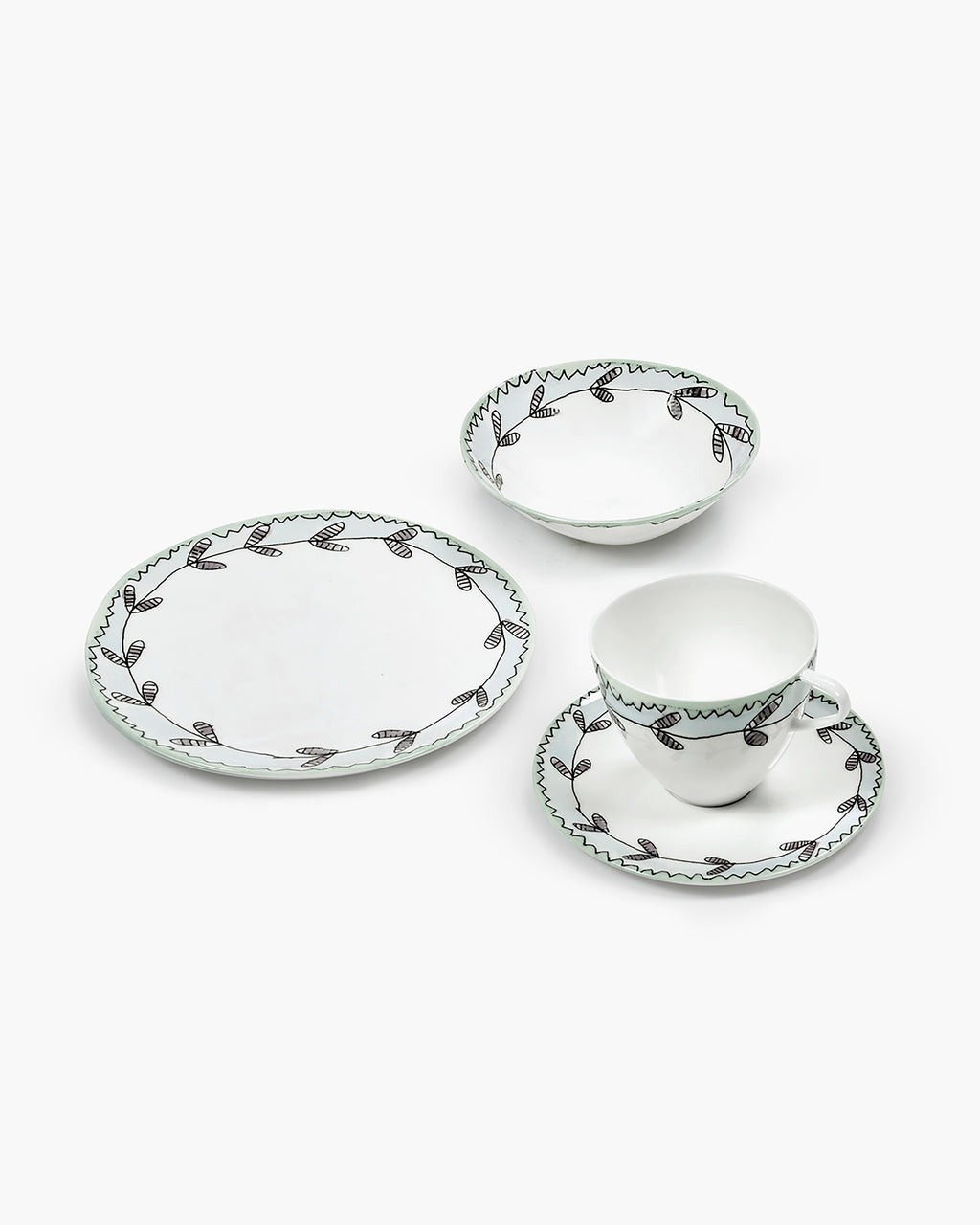 Breakfast set 16 pieces blossom milk midnight flowers