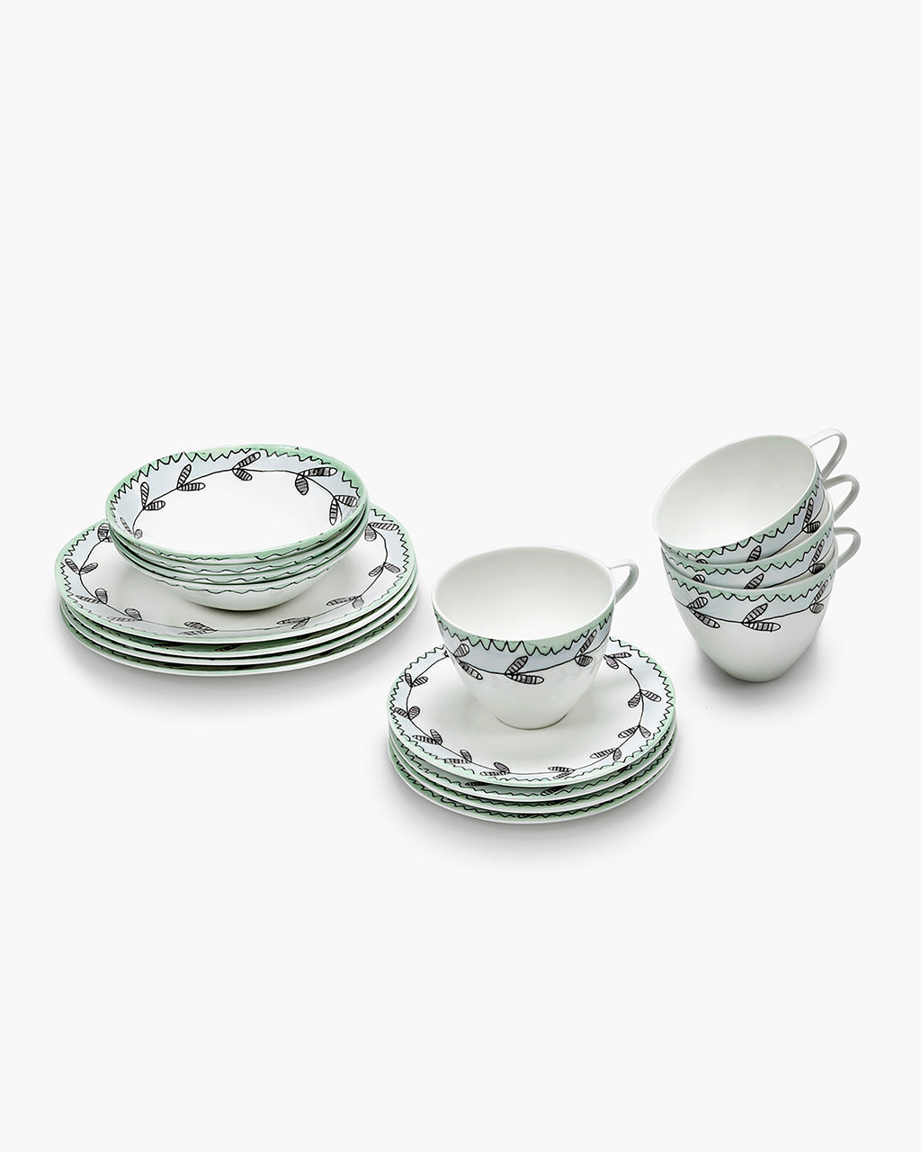 Breakfast set 16 pieces blossom milk midnight flowers