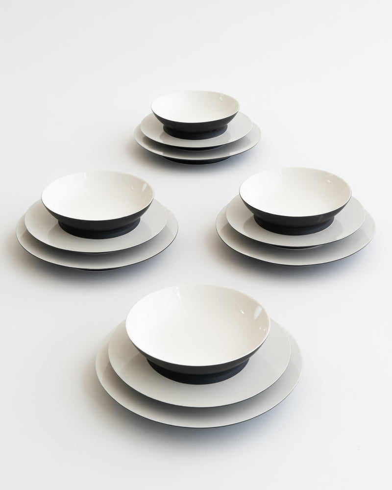 Dinner Set 12 pieces Black/off white Ra