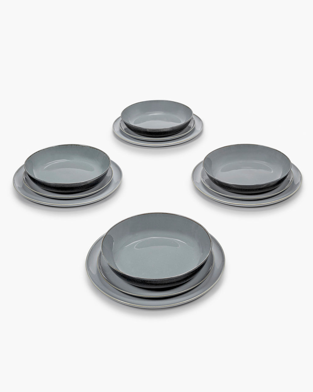 Dinner Set 12 pieces smoky blue Terres de rêves