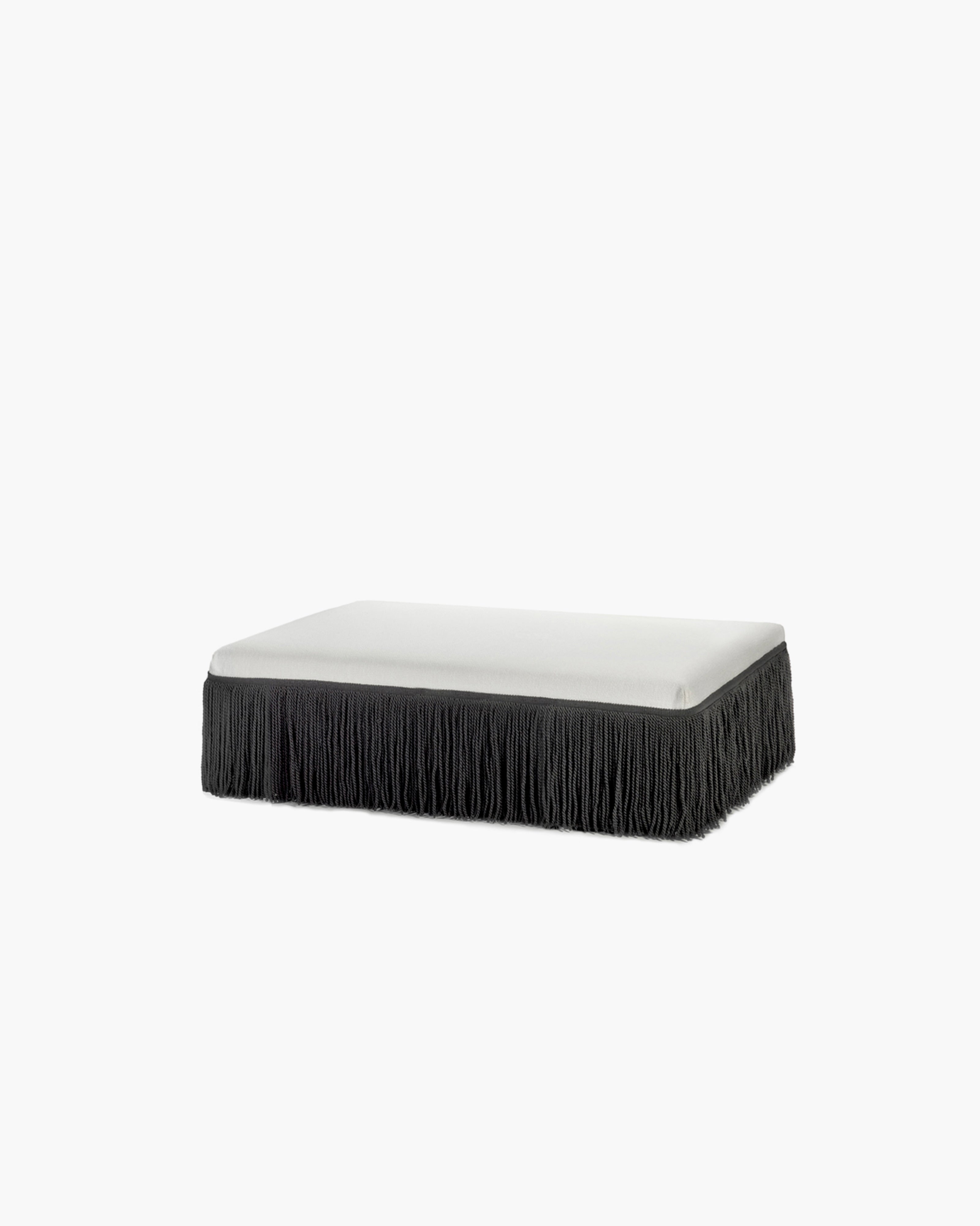 Friin Ottoman L white with black fringes Frin – SERAX