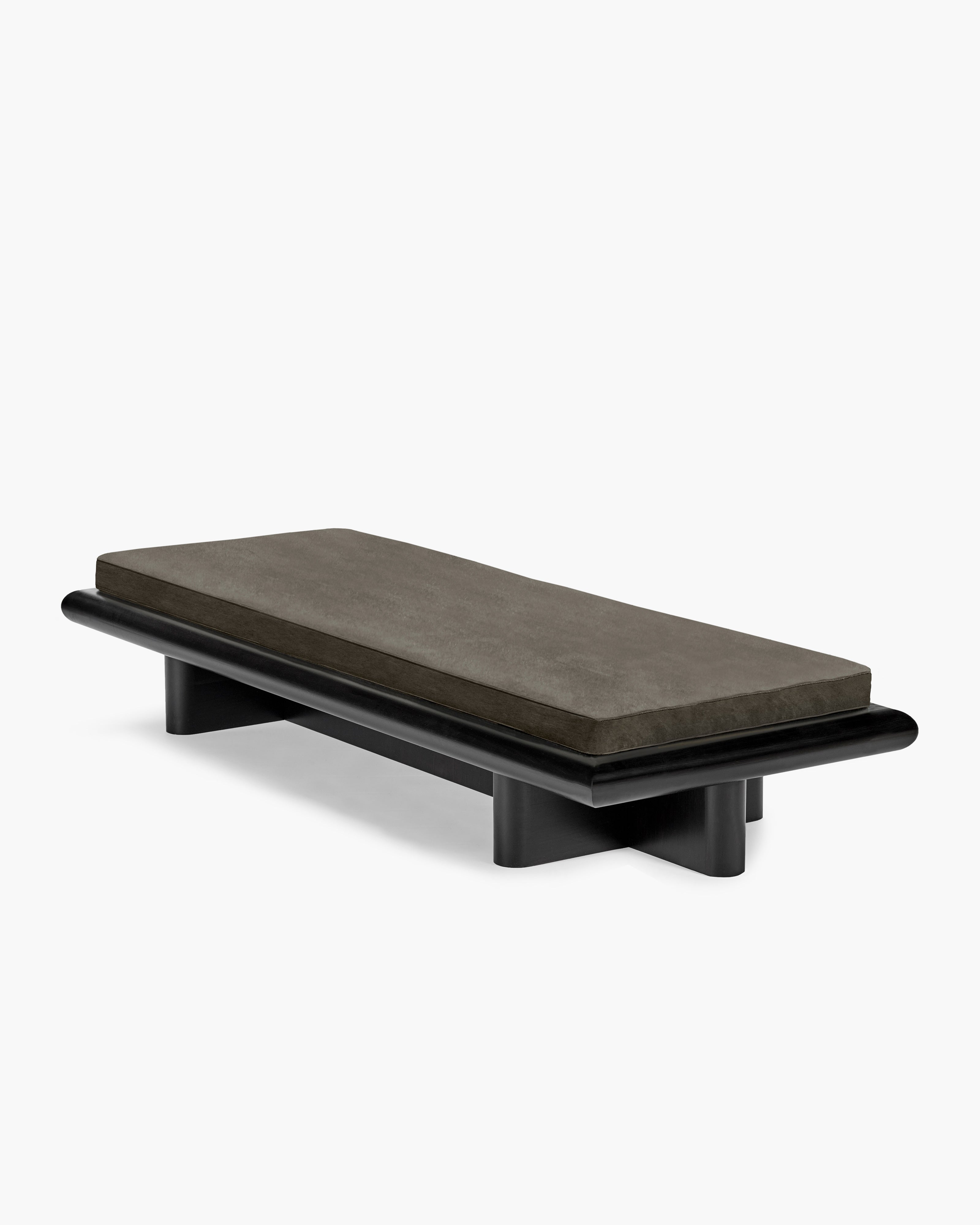Bench L velvet mole + frame tulipwood stained dark Taka – SERAX