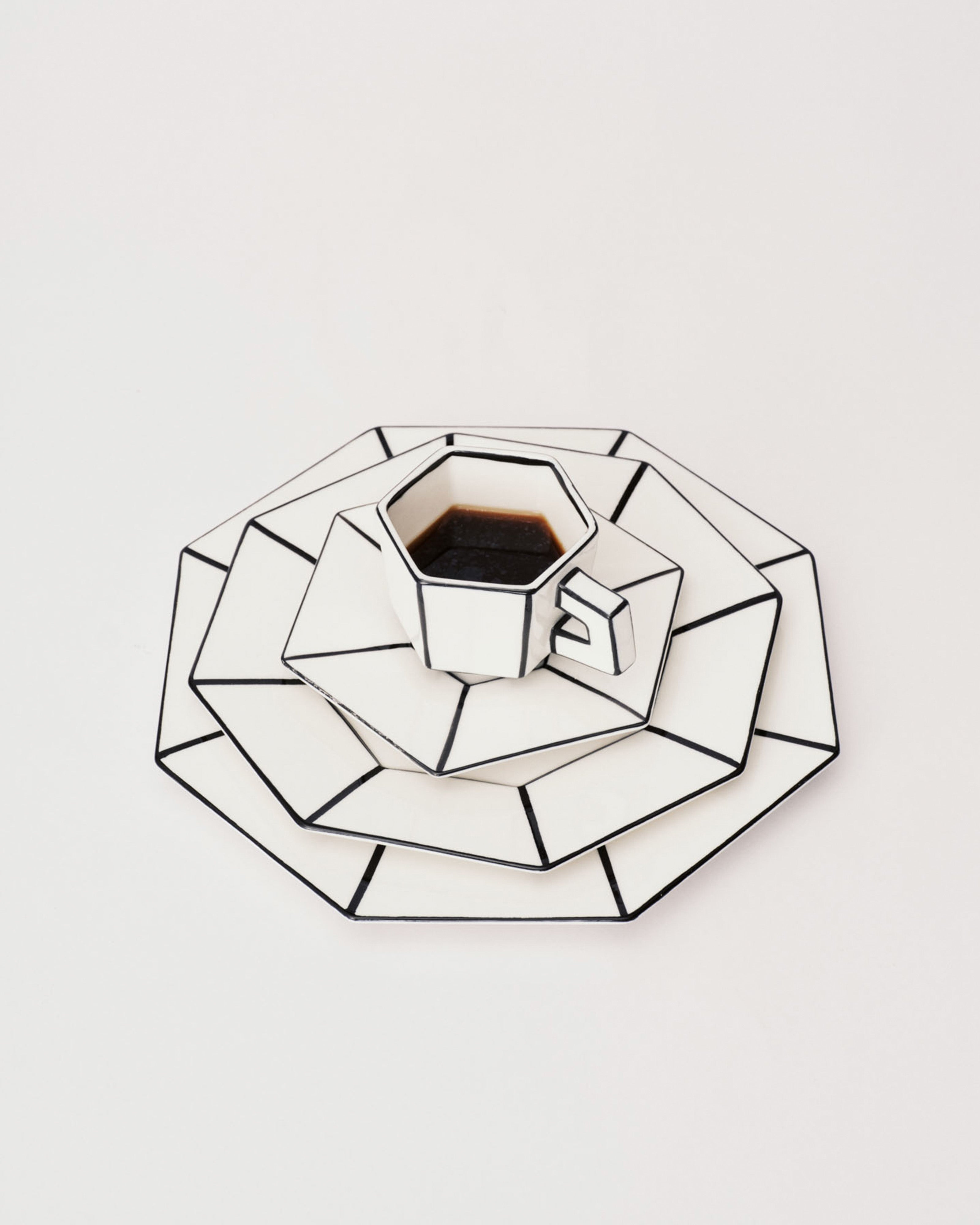 Espresso cup with saucer white - black Carte Blanche – SERAX