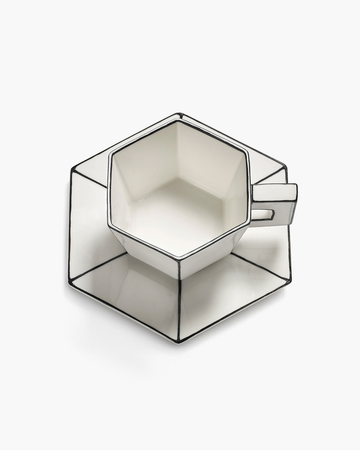 Cappuccino cup with saucer white - black Carte Blanche – SERAX