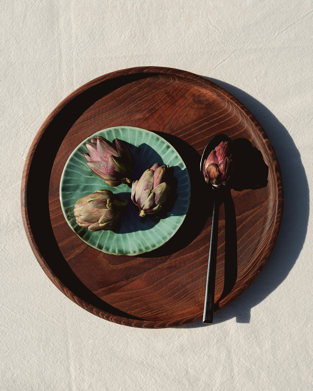 Bandeja redonda de madera Pure