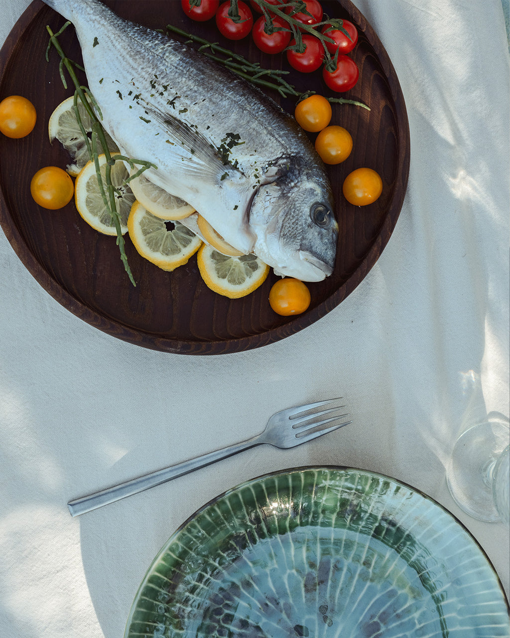 Bandeja redonda de madera Pure