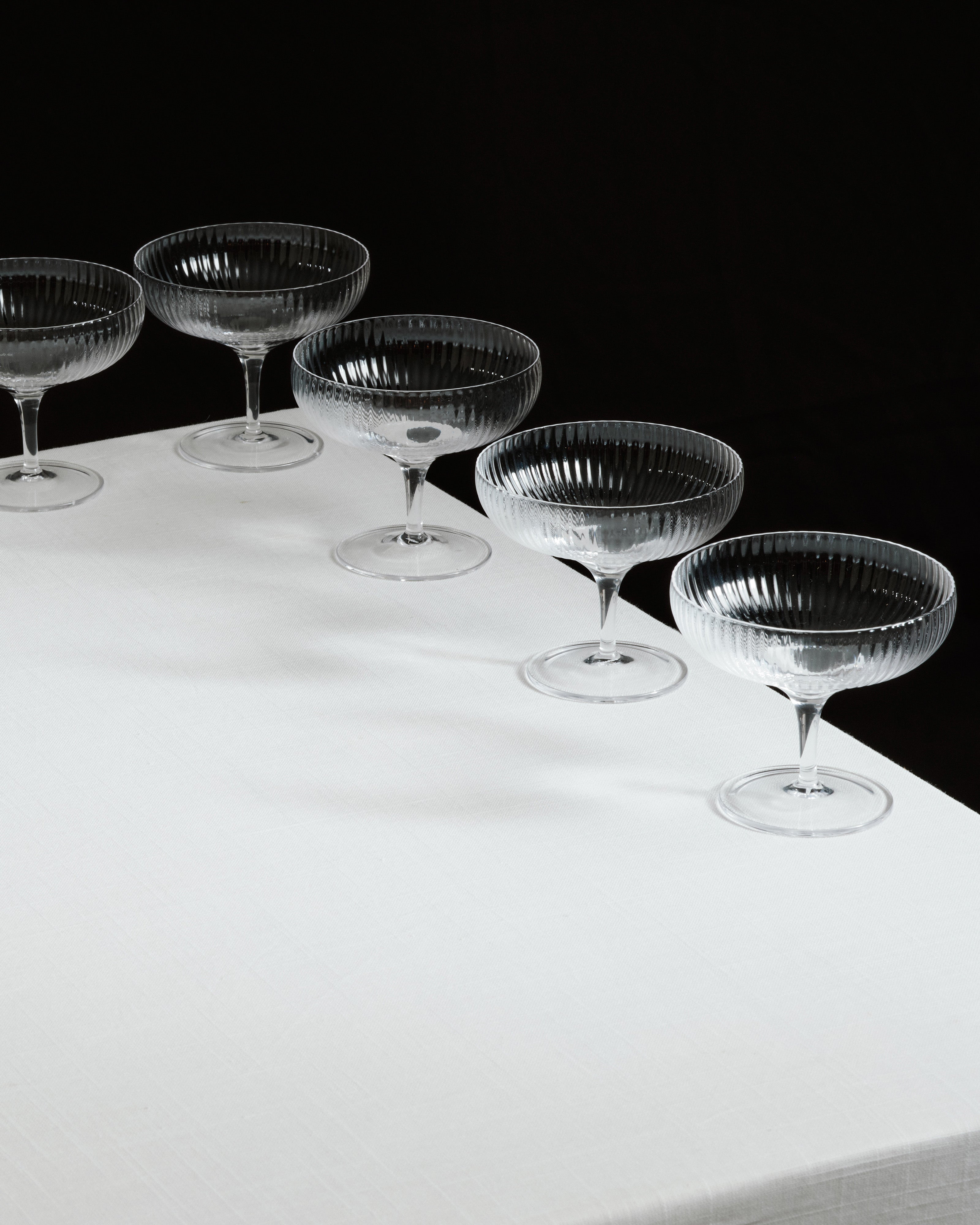Champagne coupe 15cl transparent ribbed glass Inku – SERAX