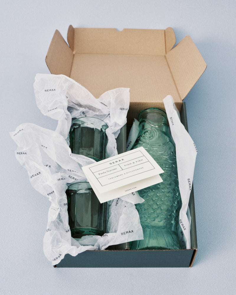 Set carafe with 2 glasses M green Fish & Fish