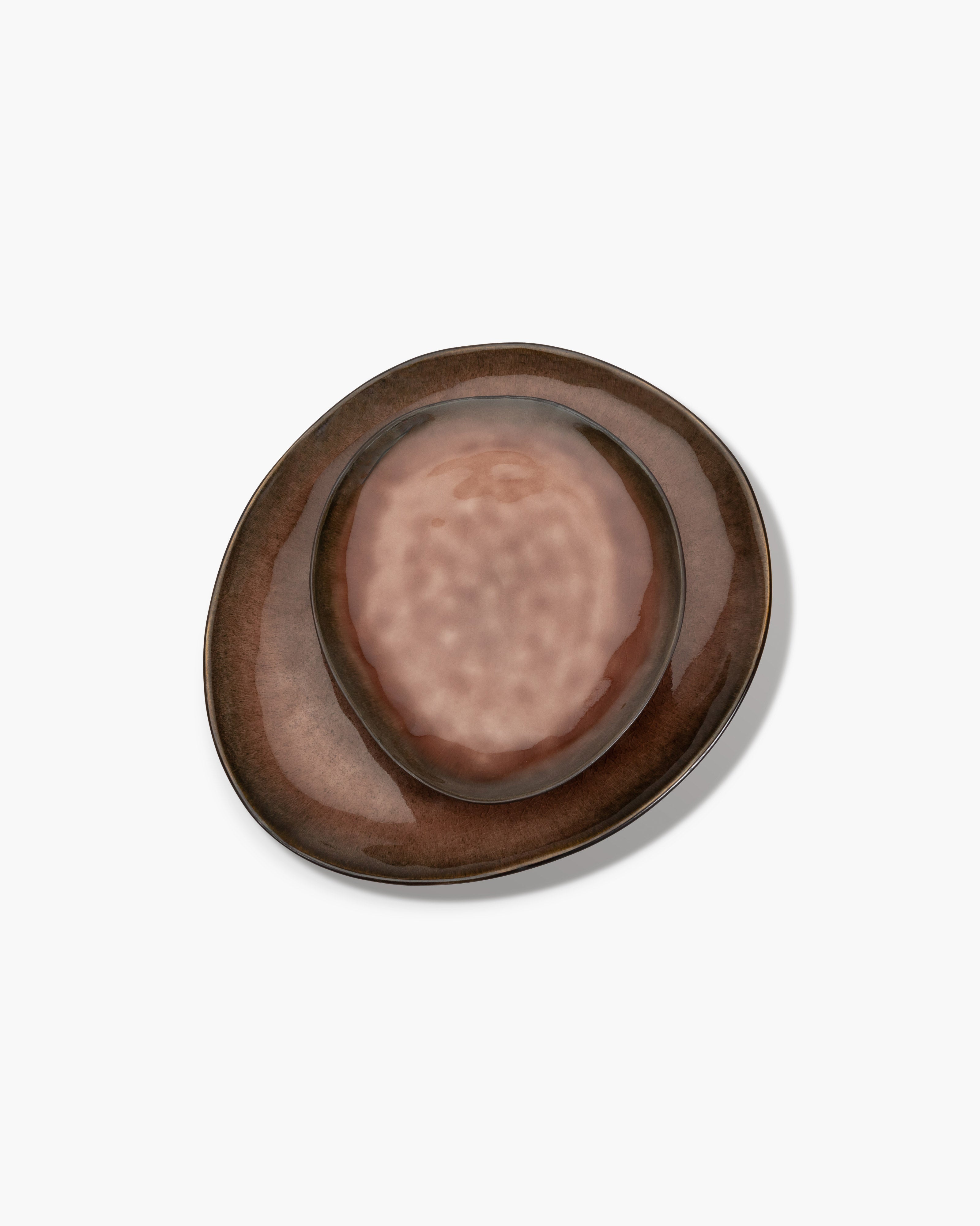 Oval plate L brown Pure