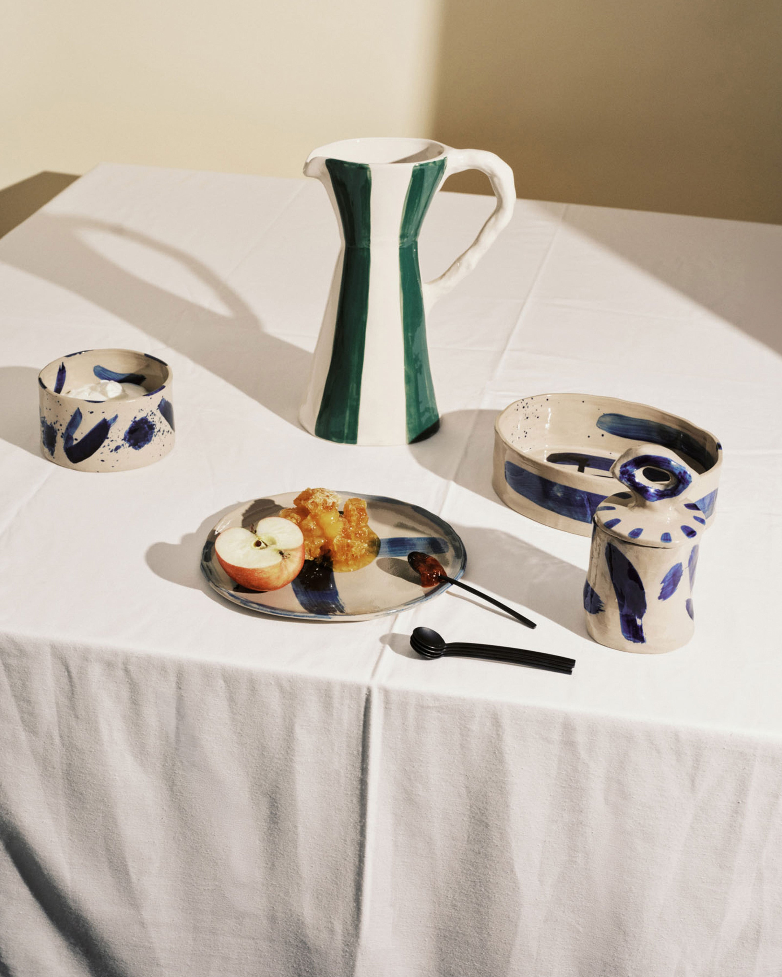 Ceramic jug beige - green Charly – SERAX