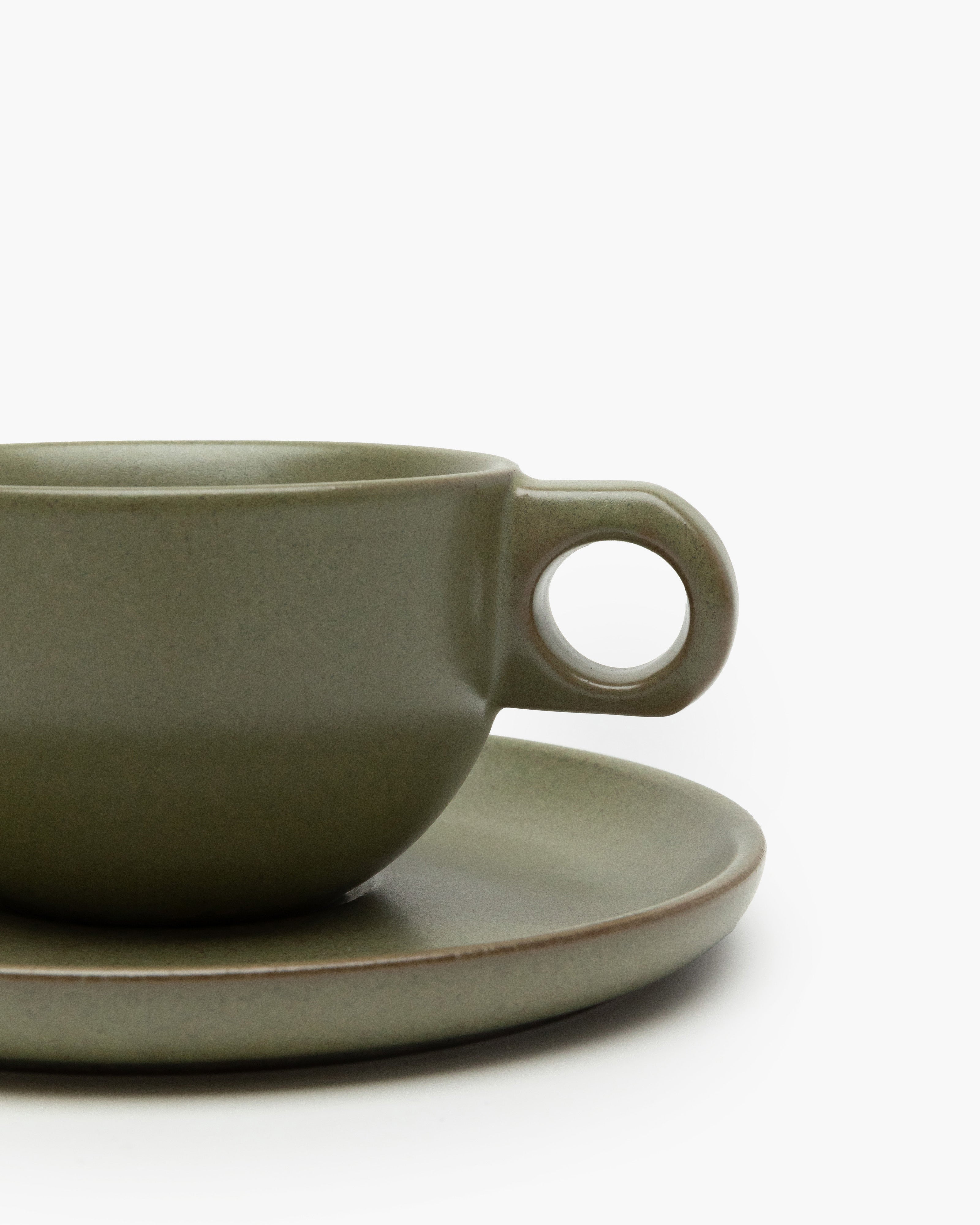 Cappuccino cup with saucer camogreen Surface – SERAX
