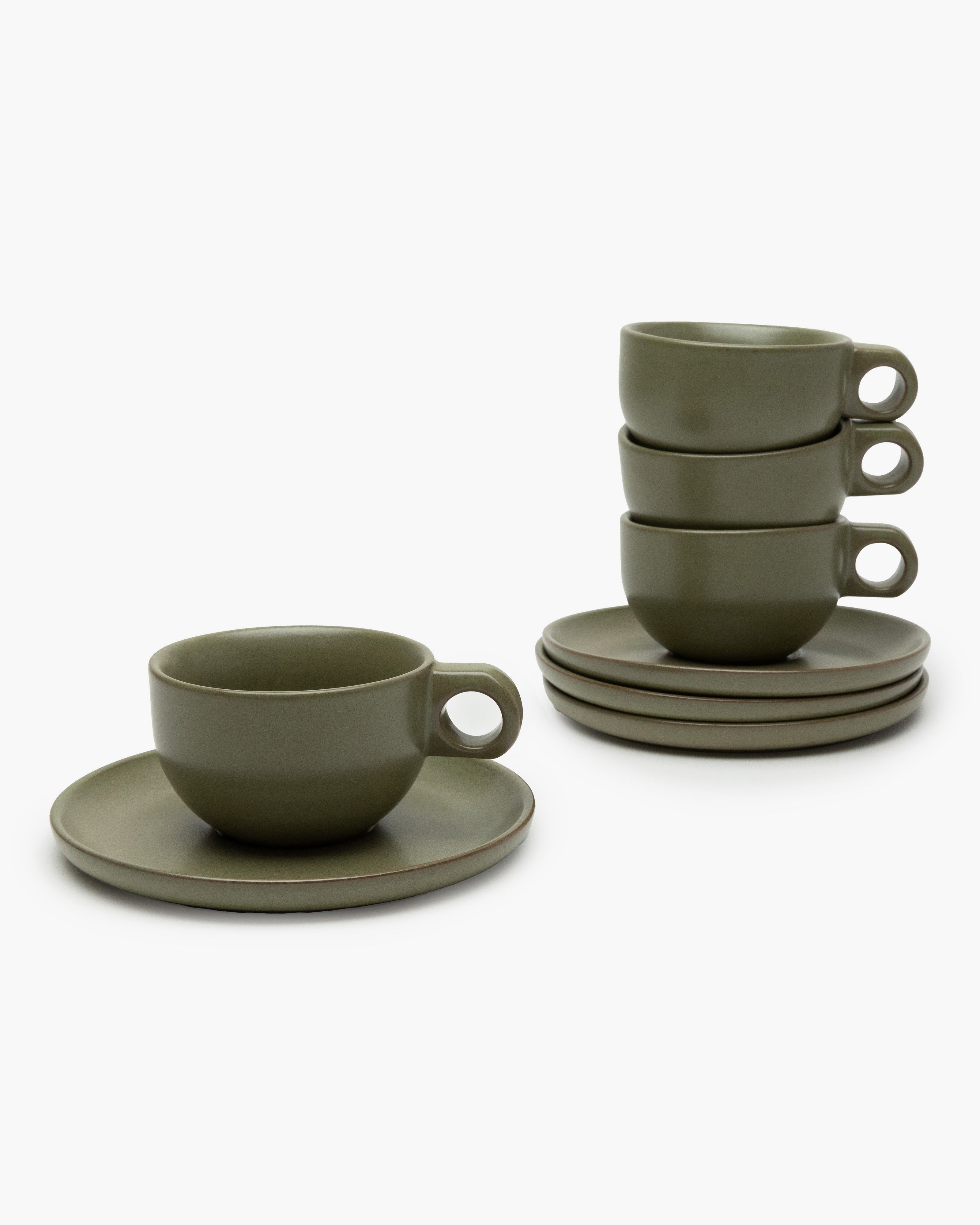 Cappuccino cup with saucer camogreen Surface – SERAX