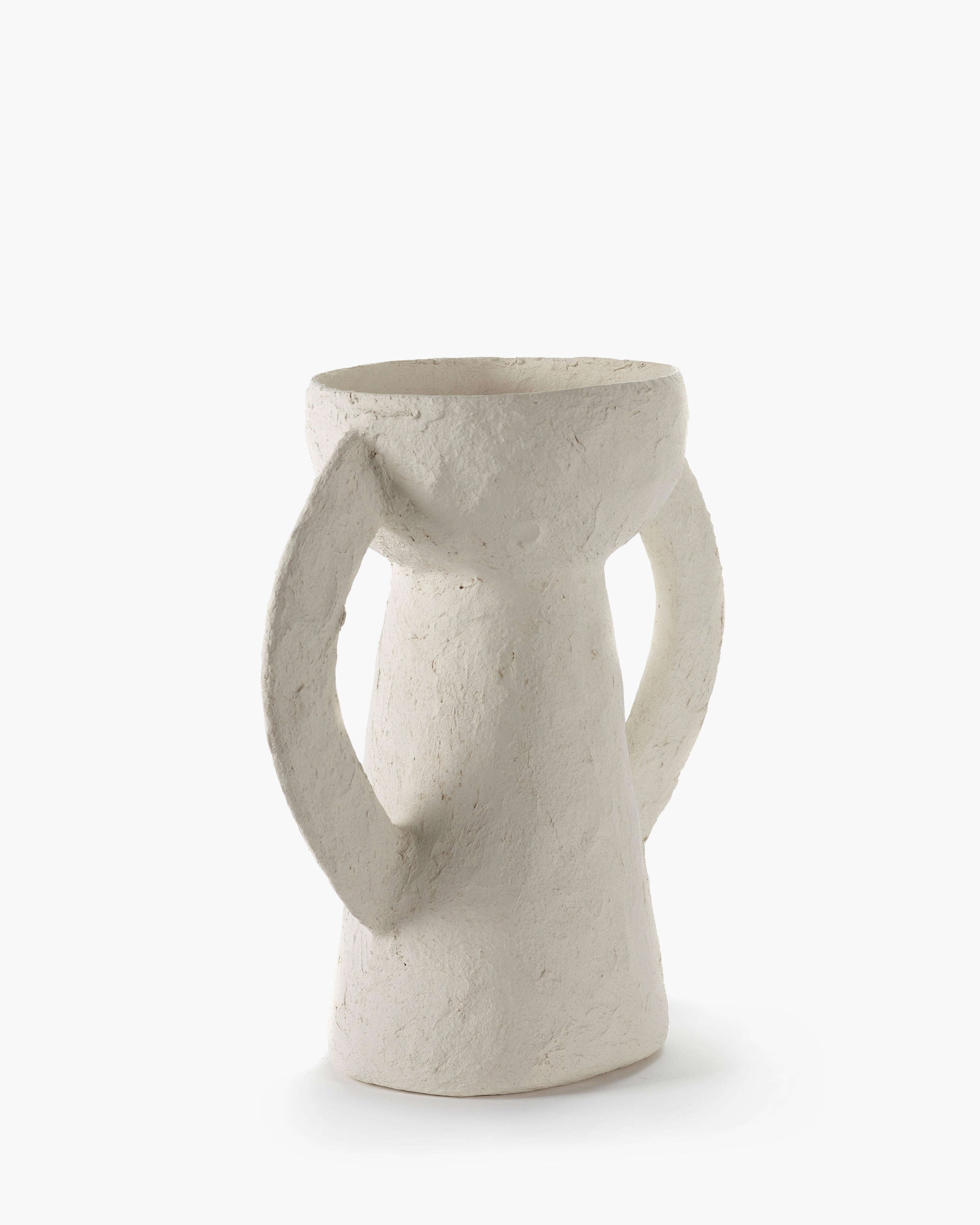 Vase with handles L white paper mache Earth – SERAX