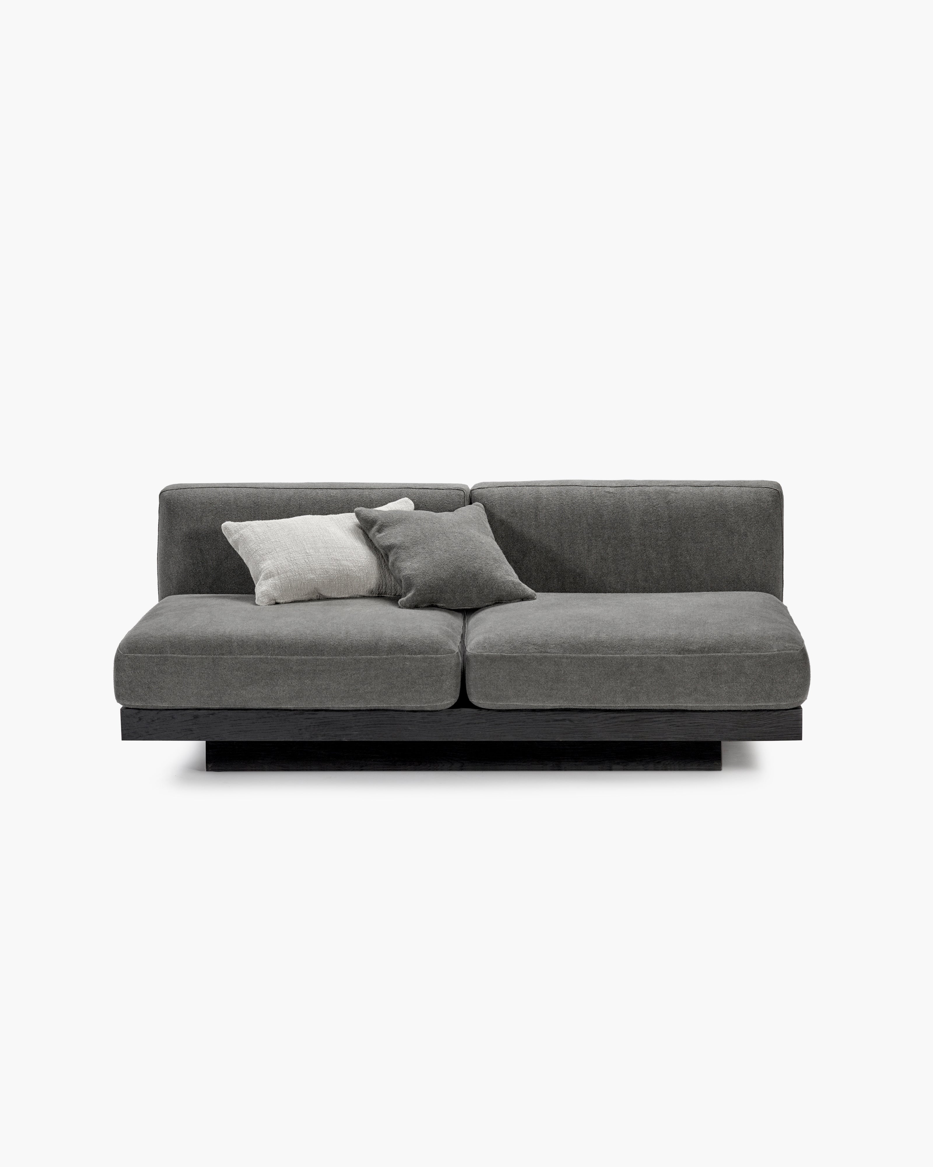 Bench two seater incl cushion indoor smoke - black Rudolph – SERAX