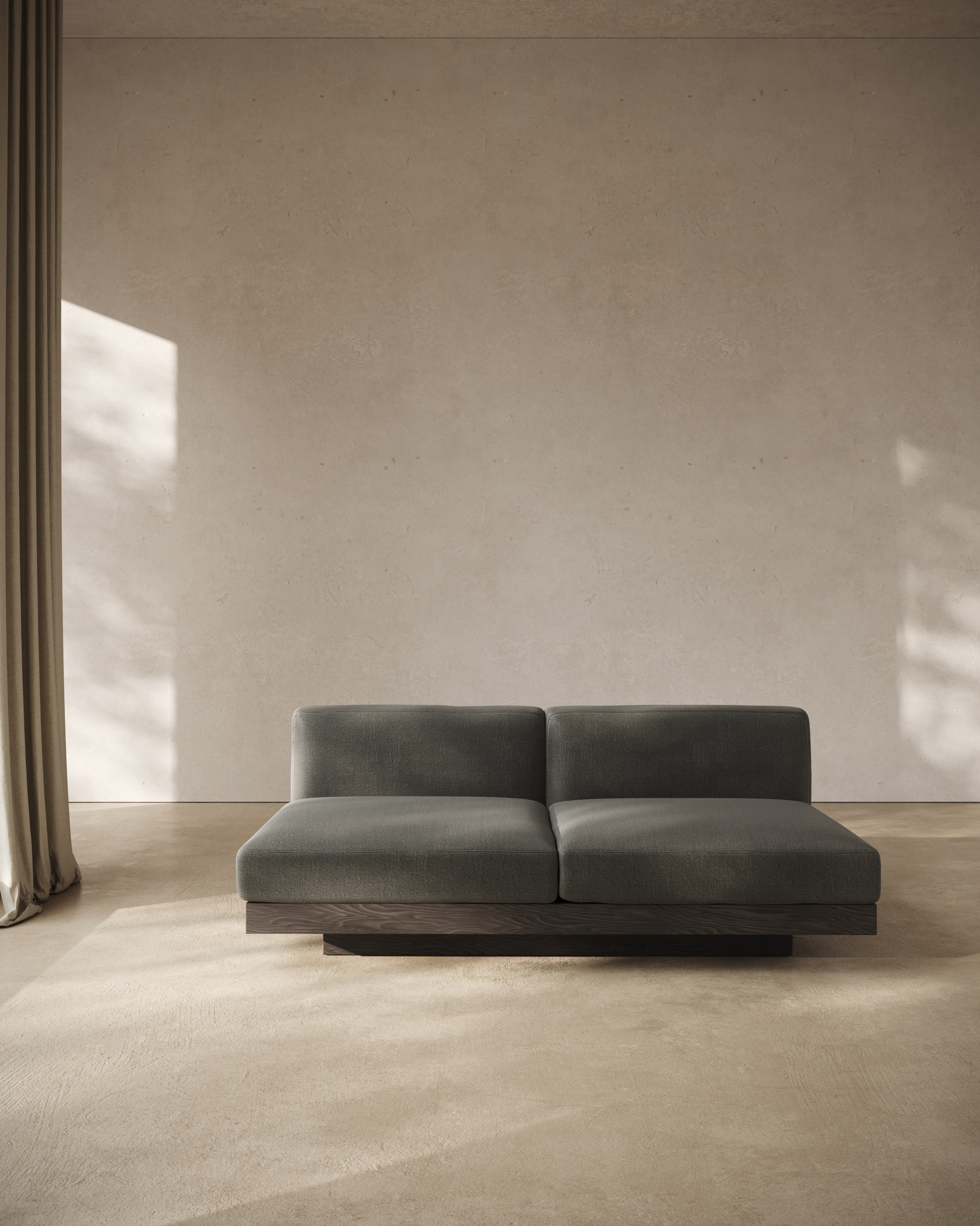 Bench two seater incl cushion indoor smoke - black Rudolph – SERAX