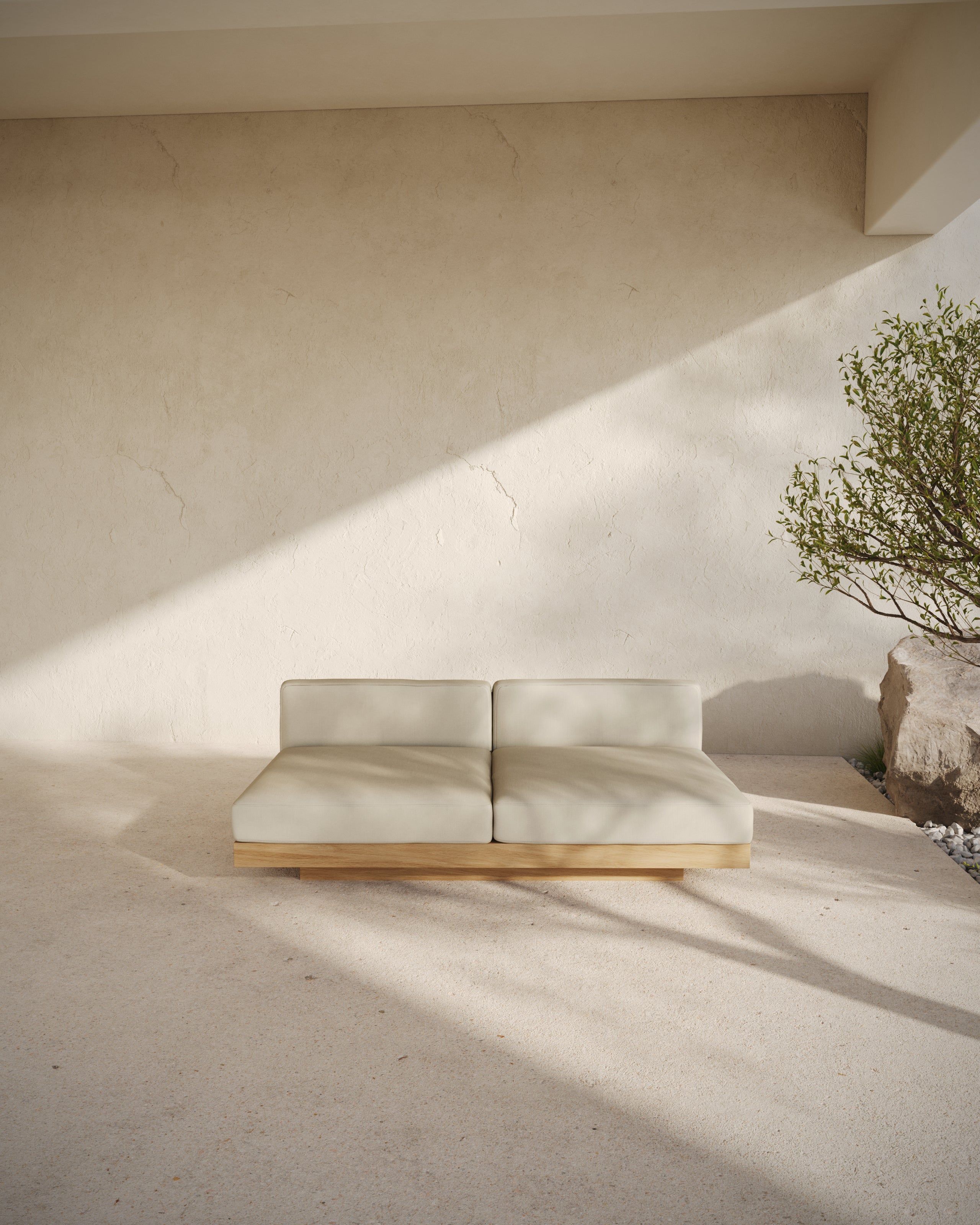 Bench two seater incl cushion outdoor chalk Rudolph – SERAX