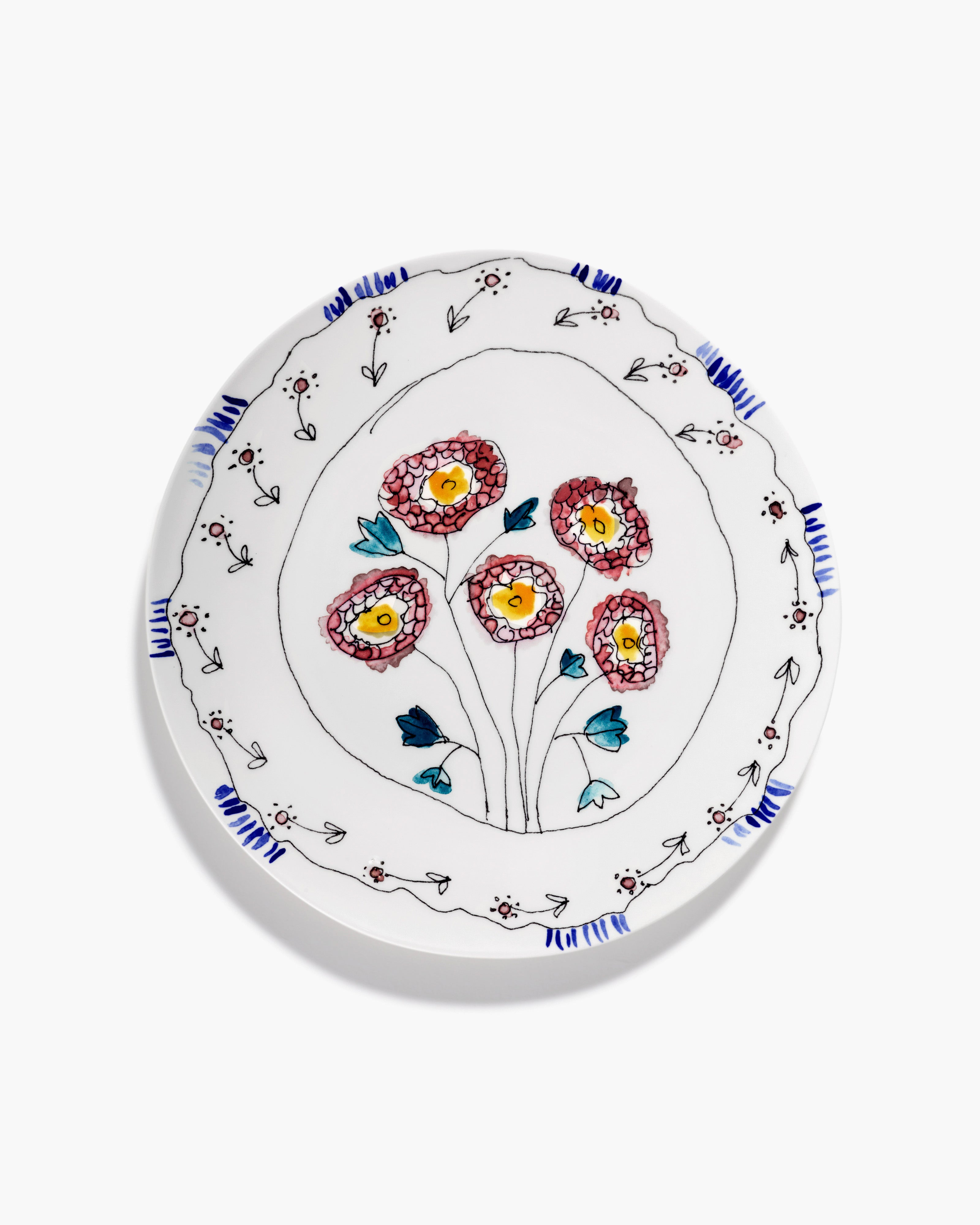 Serving plate L Anemone milk Midnight Flowers