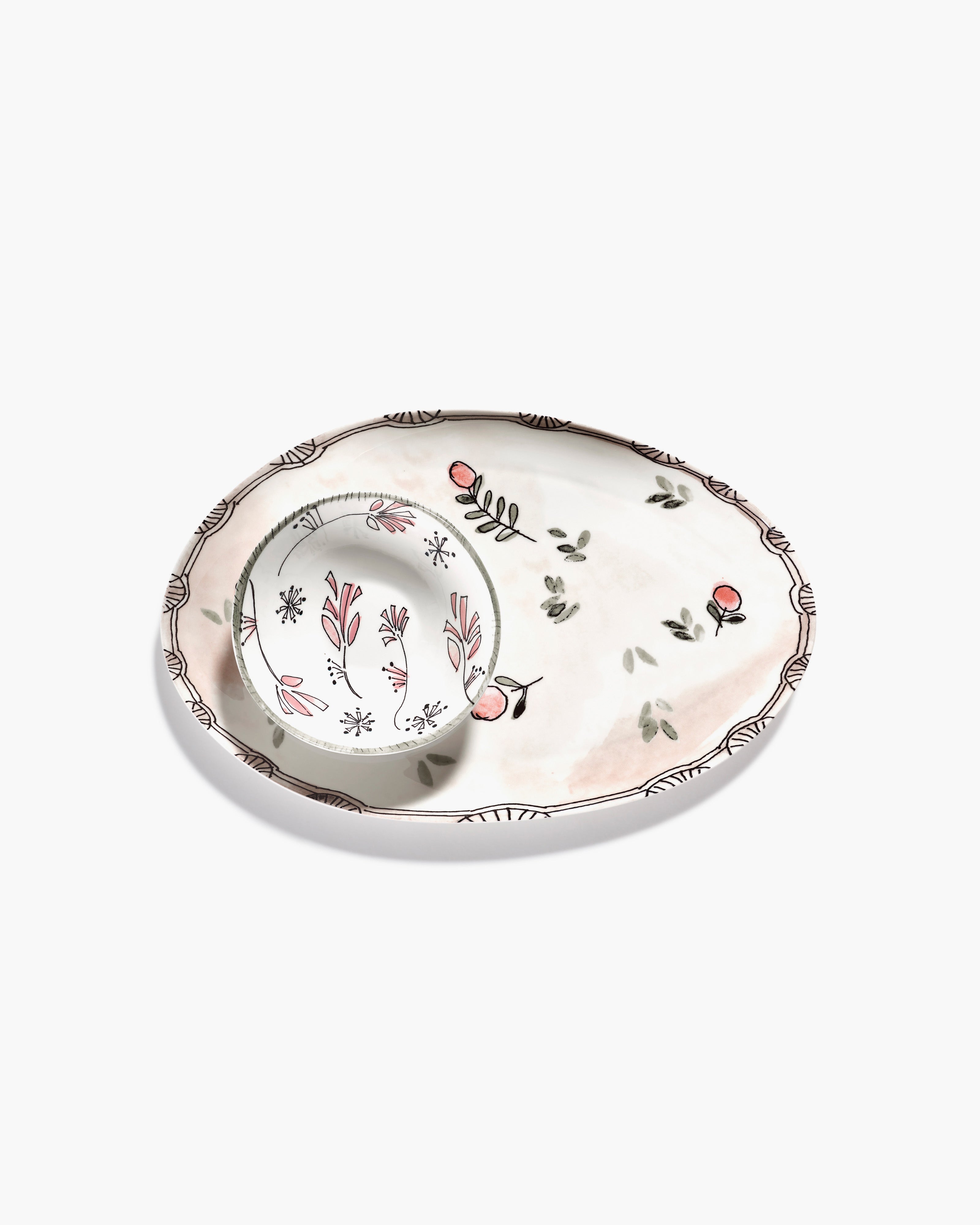 Oval plate °2 S Mirtillo nude Midnight Flowers – SERAX