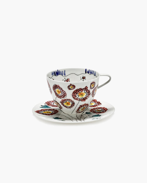 Cappuccino cup with saucer Anemone milk Midnight Flowers
