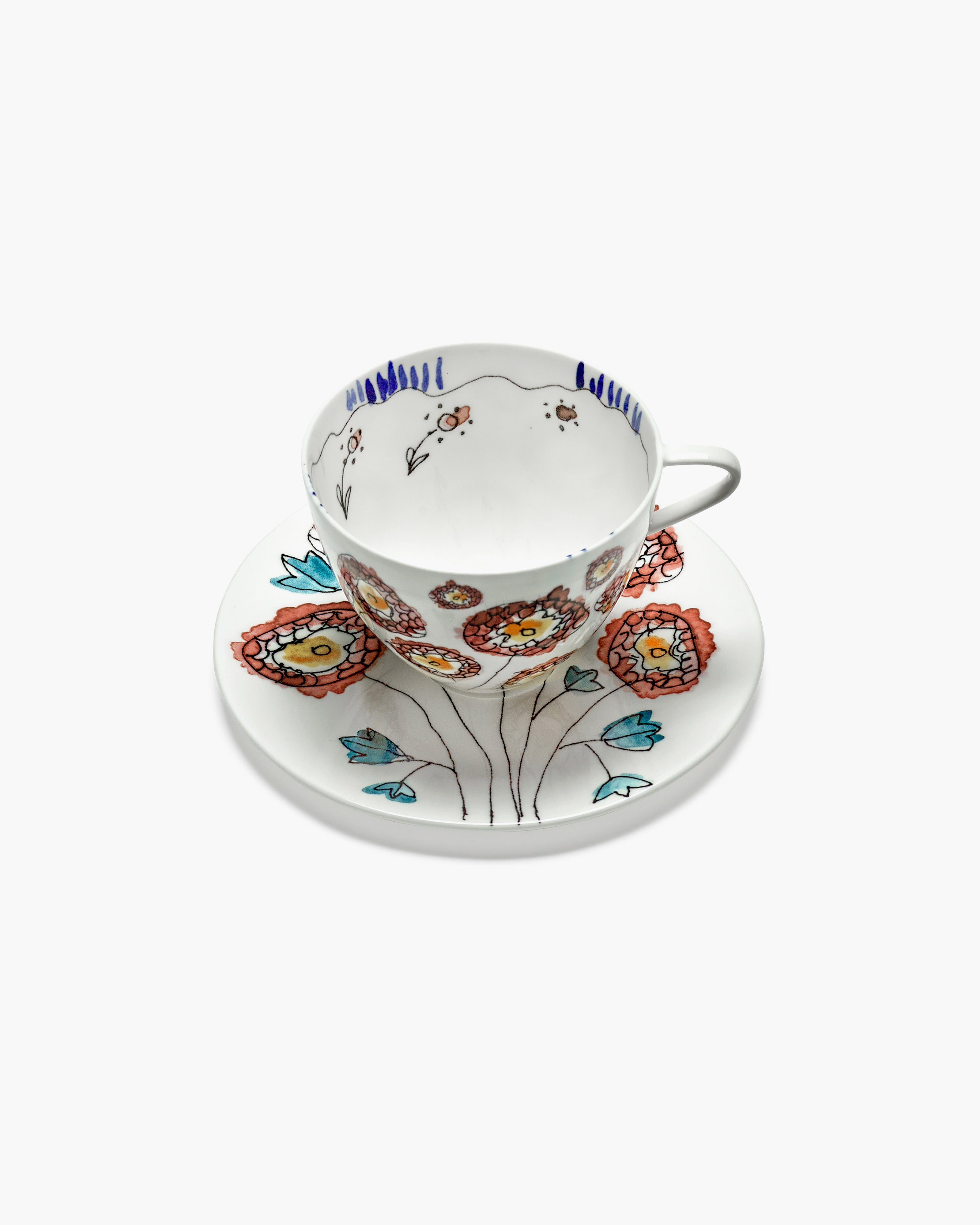 Cappuccino cup with saucer Anemone milk Midnight Flowers – SERAX