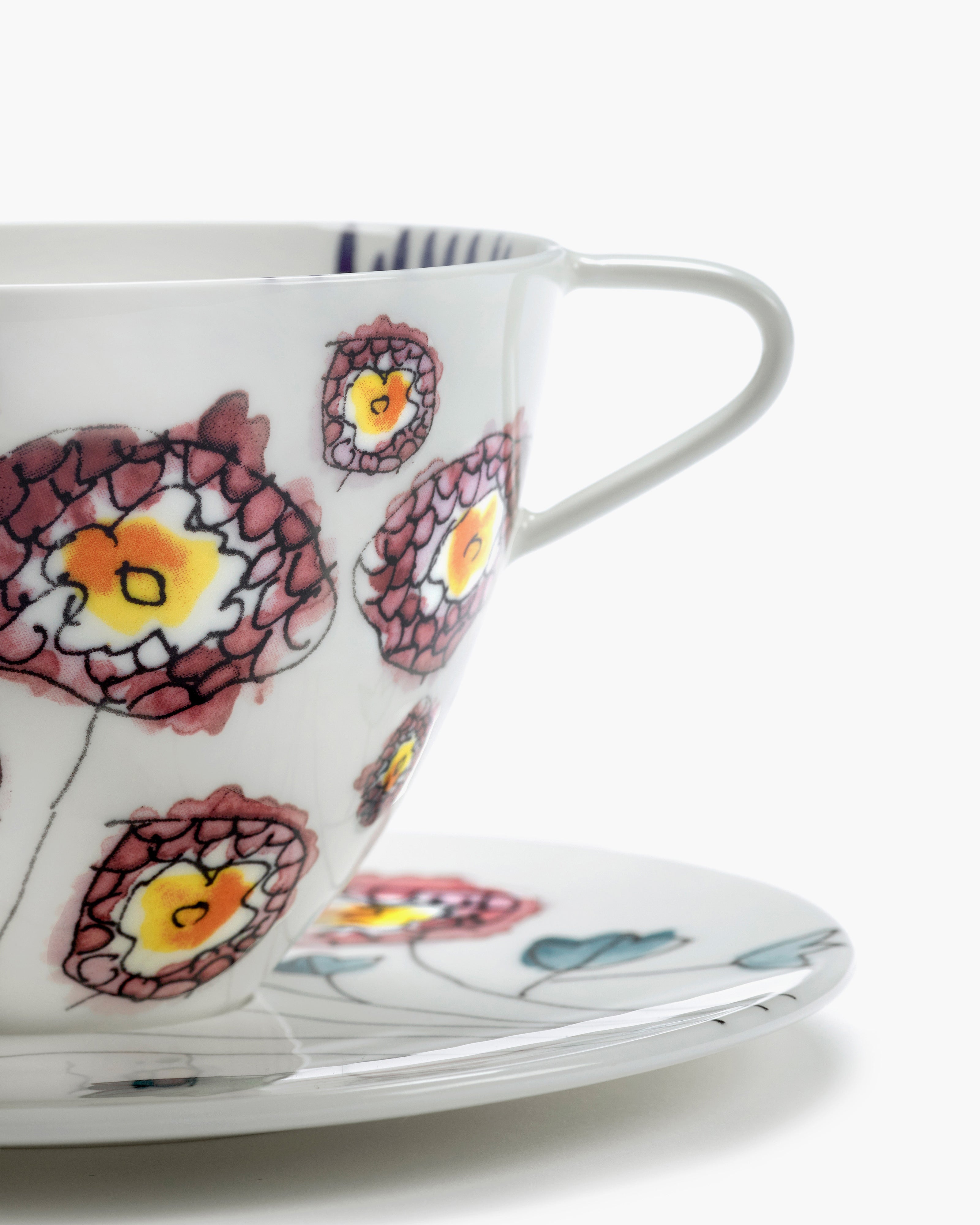 Cappuccino cup with saucer Anemone milk Midnight Flowers – SERAX