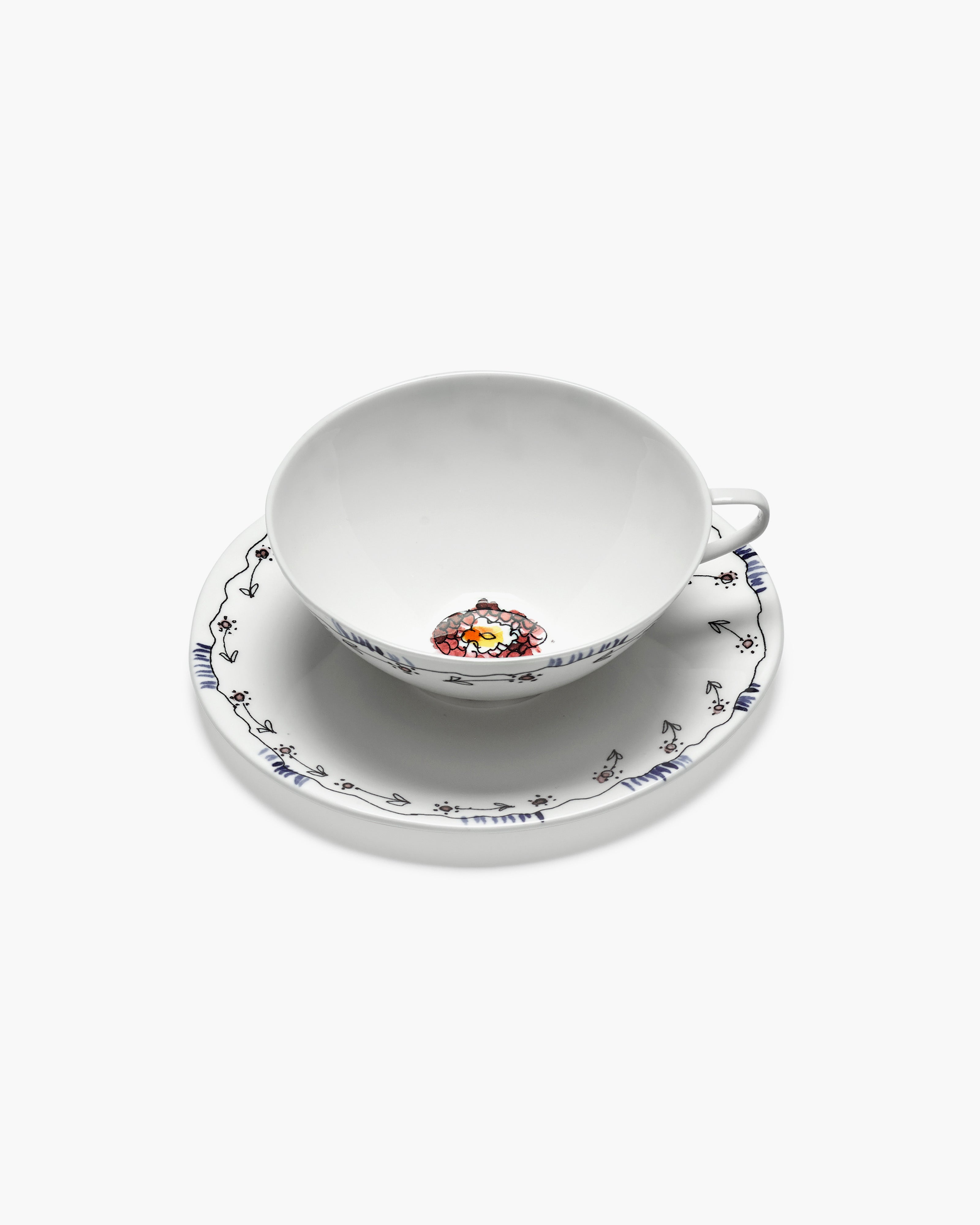 Tea cup with saucer Anemone milk Midnight Flowers – SERAX