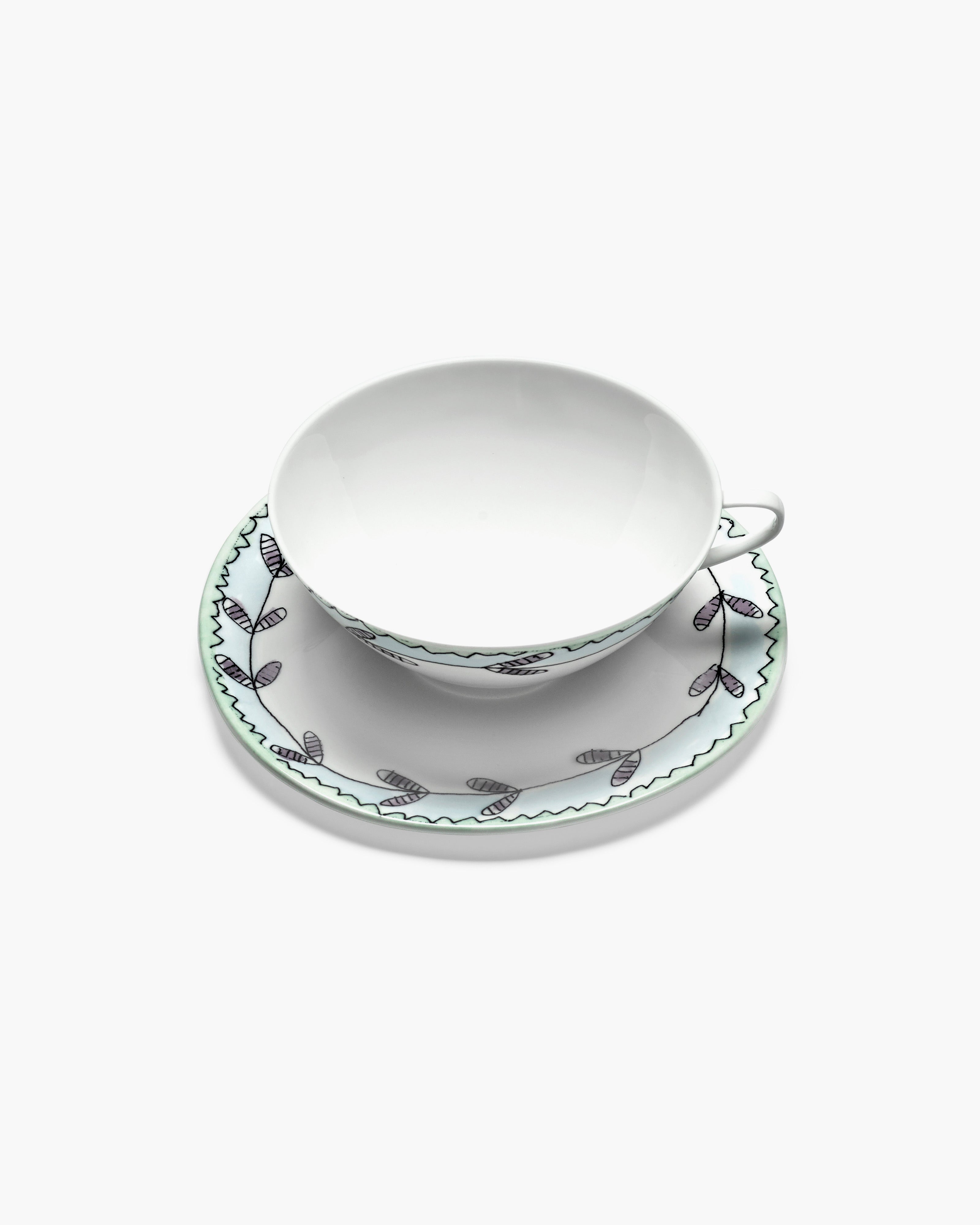 Tea cup with saucer Blossom milk Midnight Flowers – SERAX