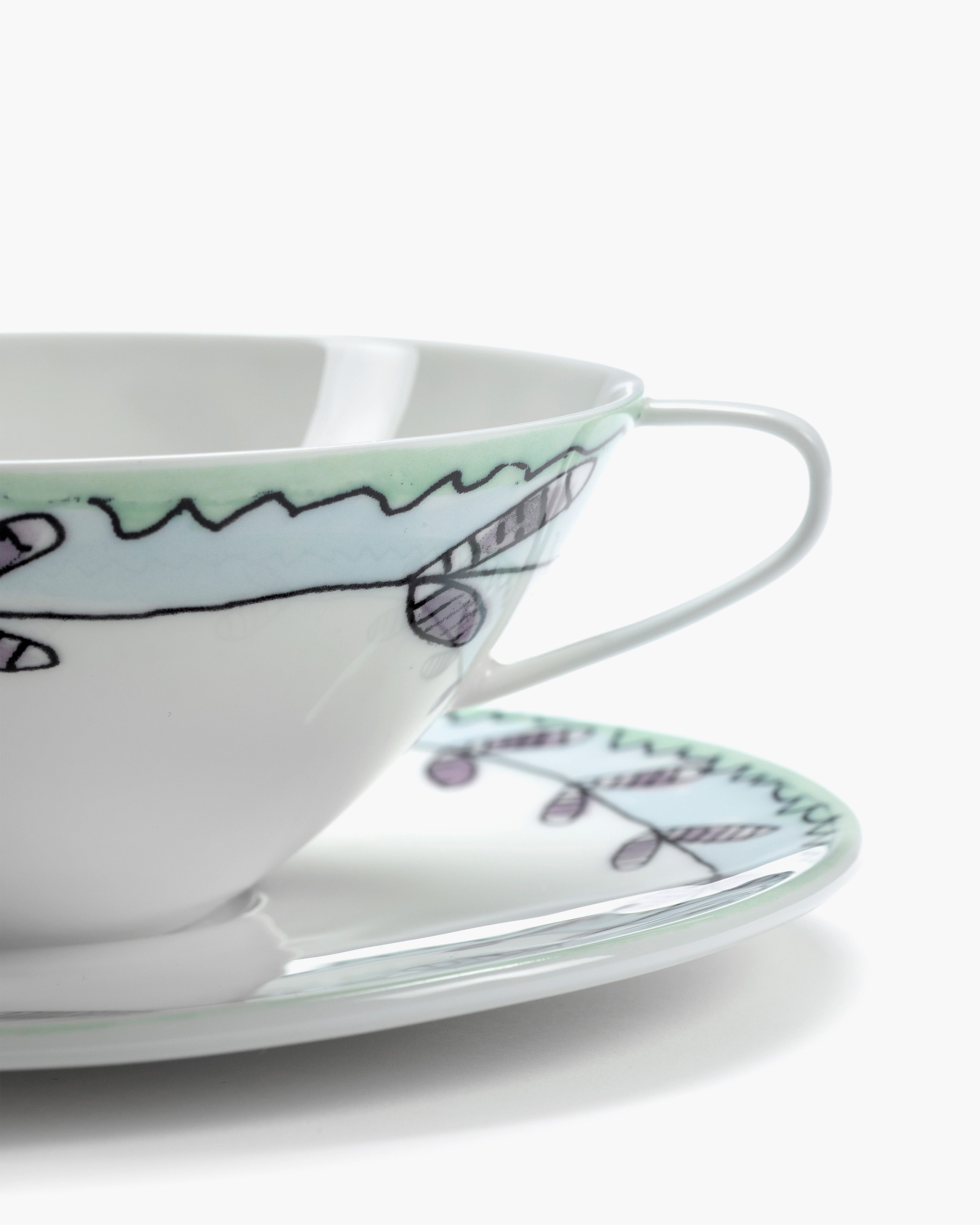 miccar NO.9 シルクジレ Tea cup with saucer Blossom milk Midnight Flowers – SERAX