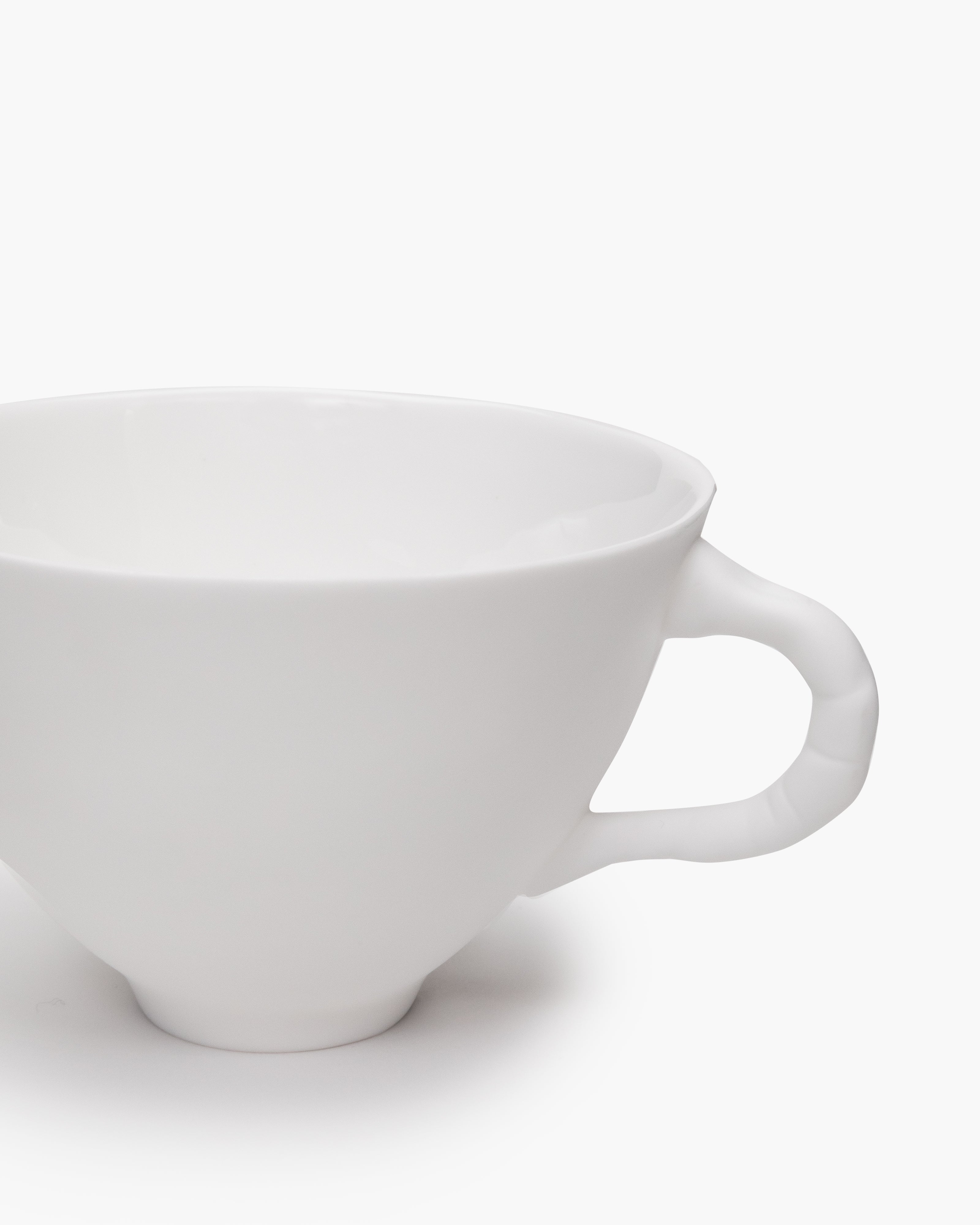 Inku Scalloped Ceramic Coffee Cup & Saucer Set, Mug for Espresso