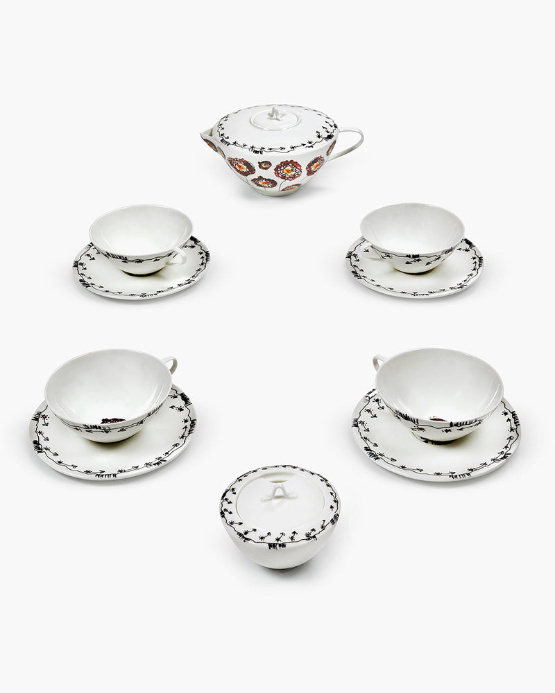 Set da tè 6 pezzi anemone fiori di mezzanotte