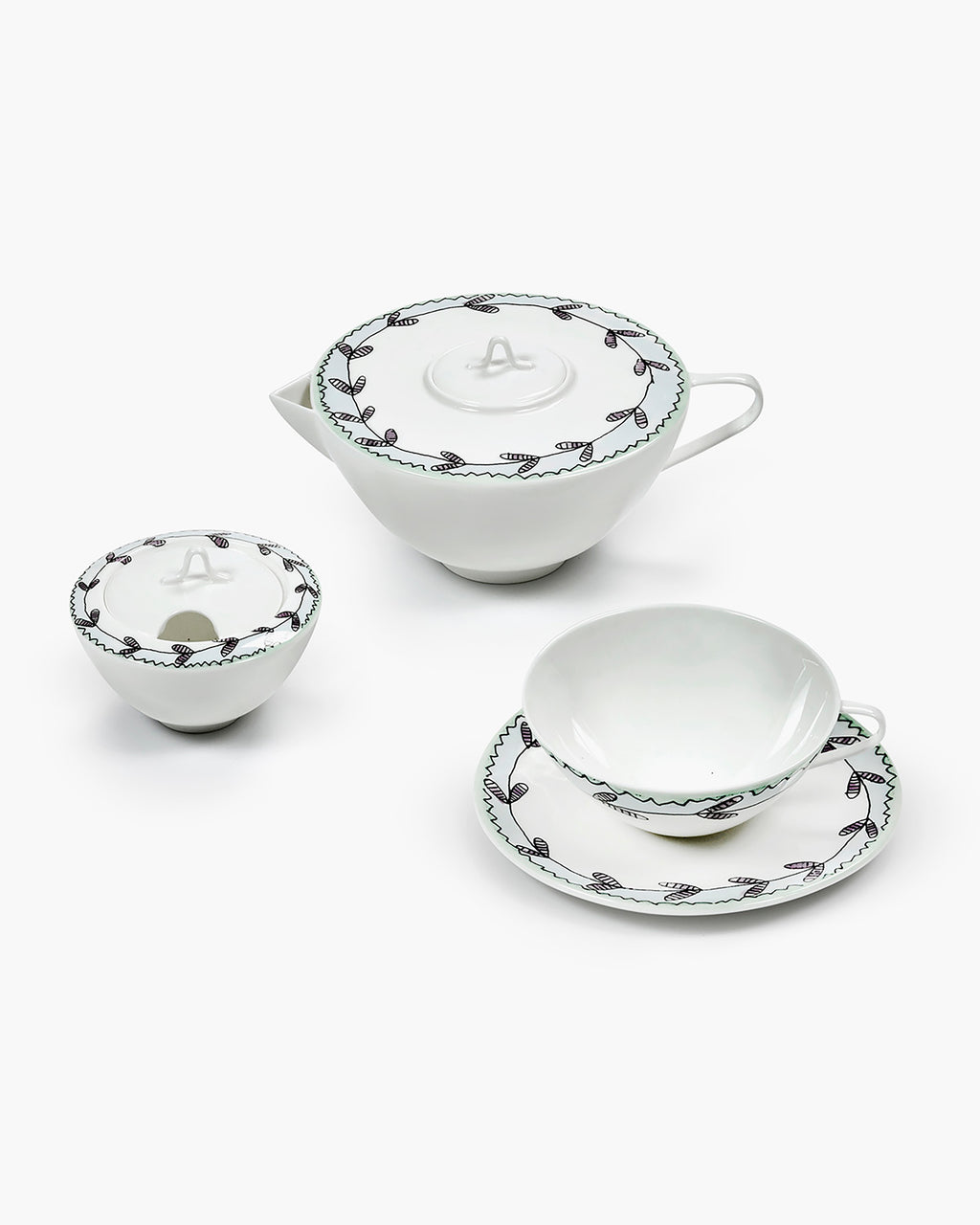 Tea Set 6 pieces blossom milk midnight flowers