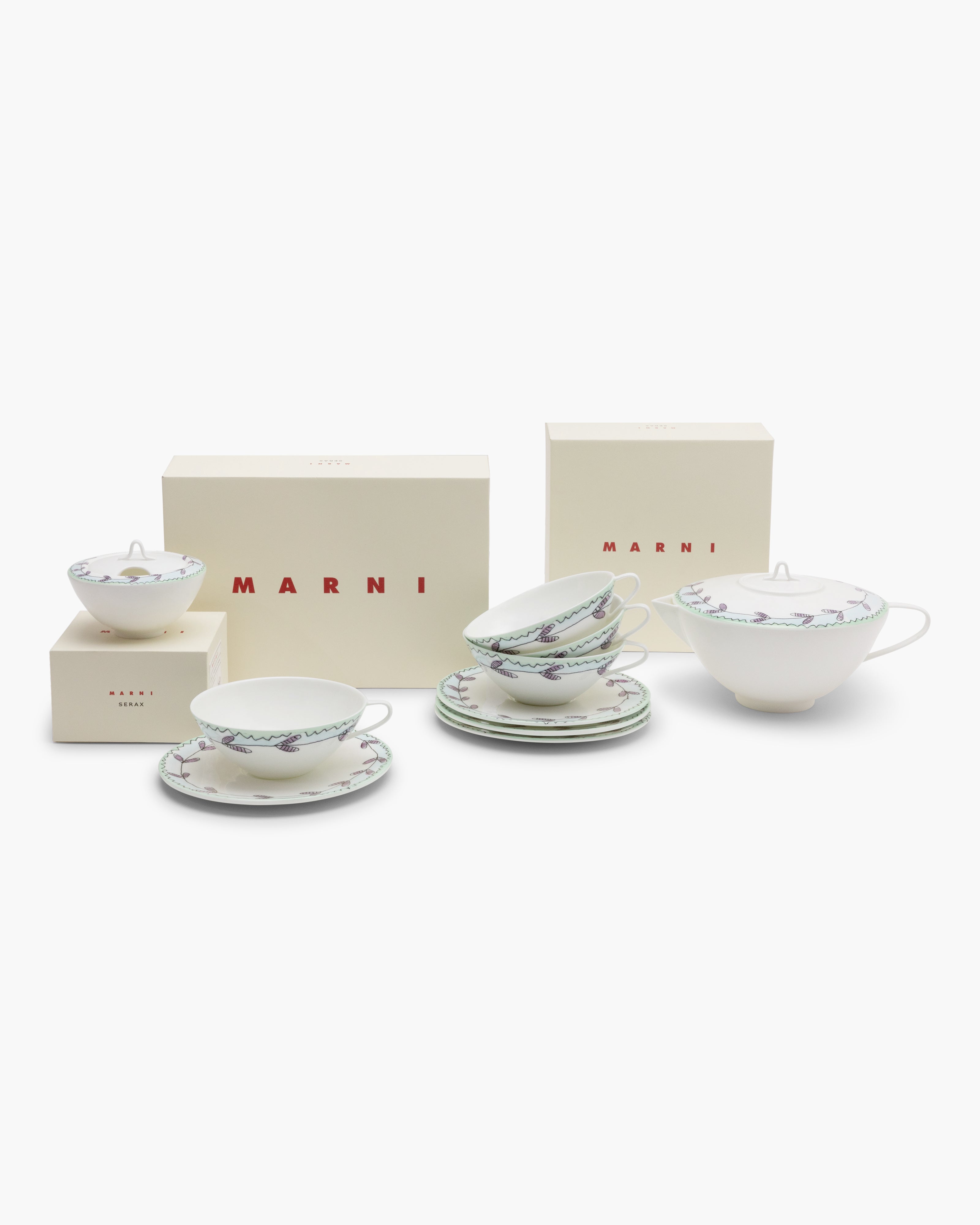 Tea Set 6 pieces blossom milk midnight flowers – SERAX